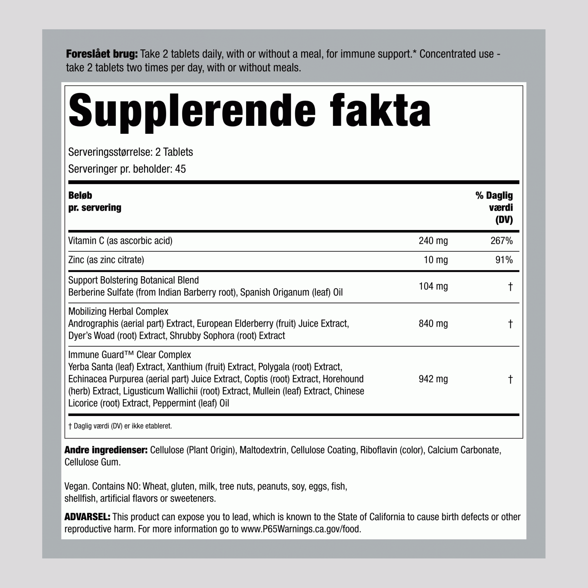 Modangreb, 90 Veganske Tabletter