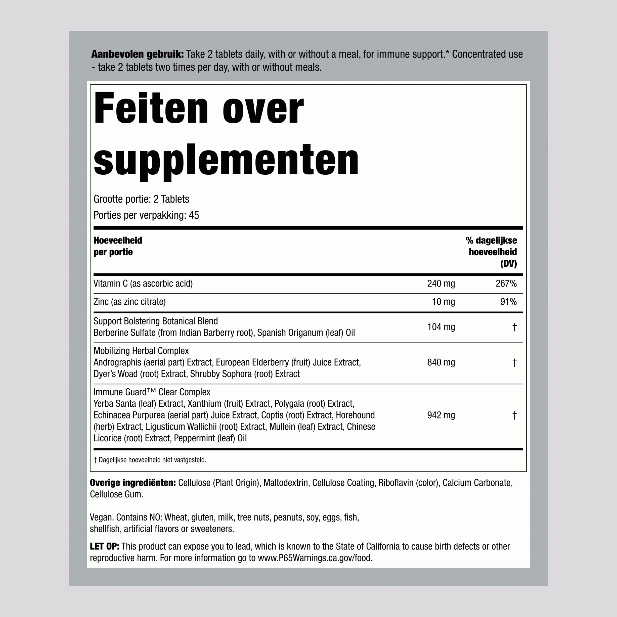 Tegenaanval, 90 Vegan Tabletten