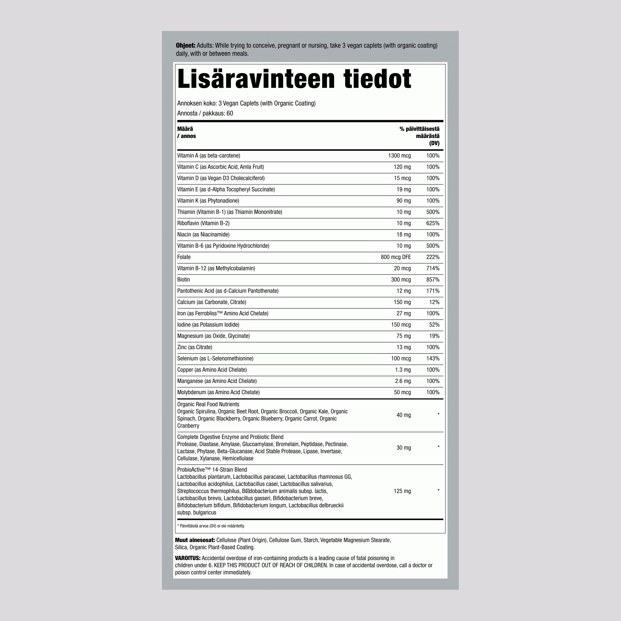 Prenatal Multi Mini -vitamiinit + aitojen ruokien ravintoaineet, 180 minitablettia