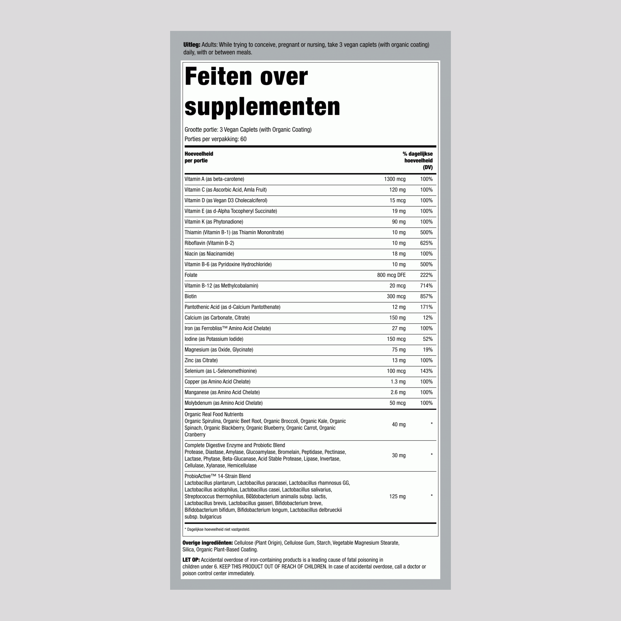 Prenatale Multi Mini's + Voedingsstoffen uit Echt Voedsel, 180 Mini Tablets