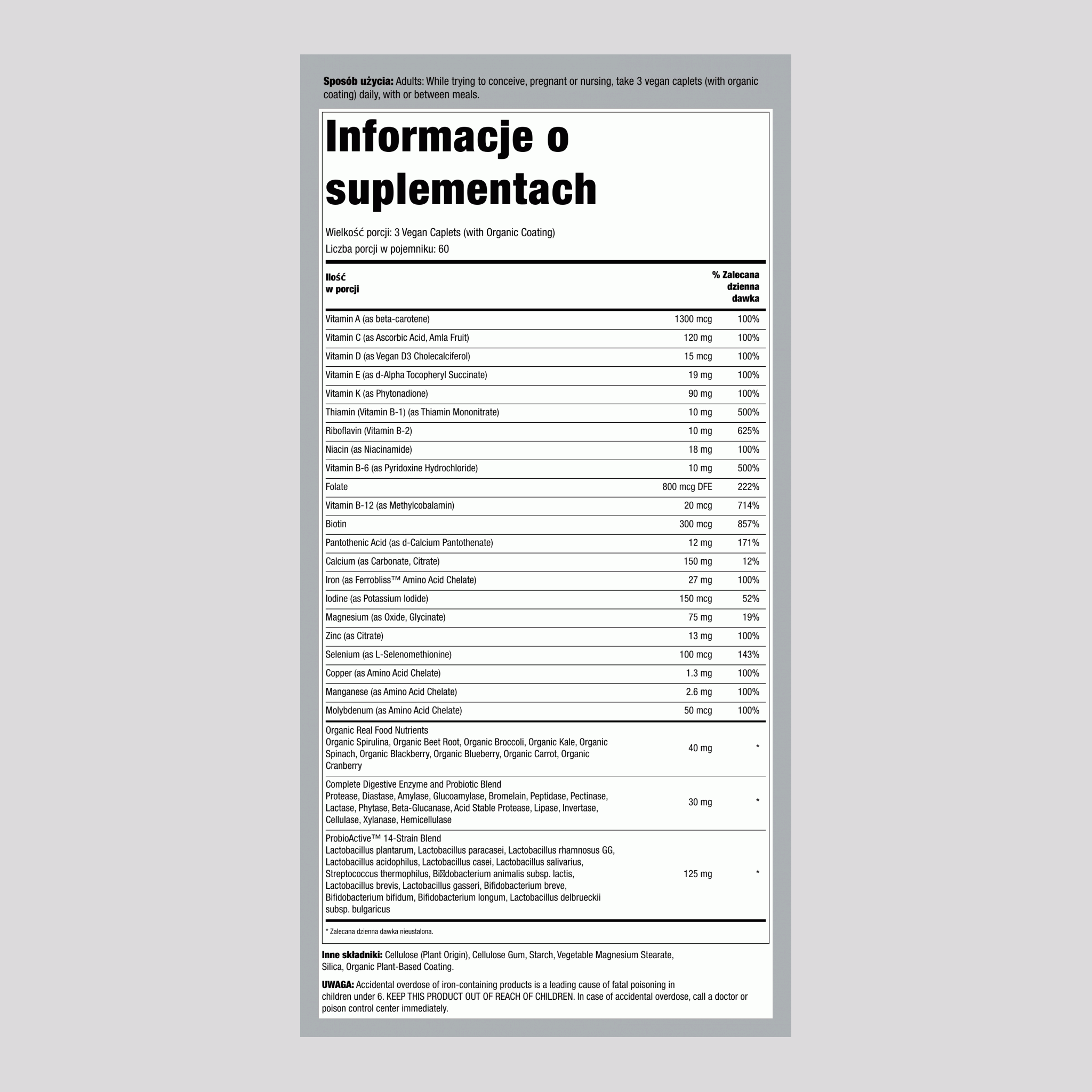 Minis Prenatal Multi + Prawdziwe Składniki Odżywcze, 180 Mini Tabletek