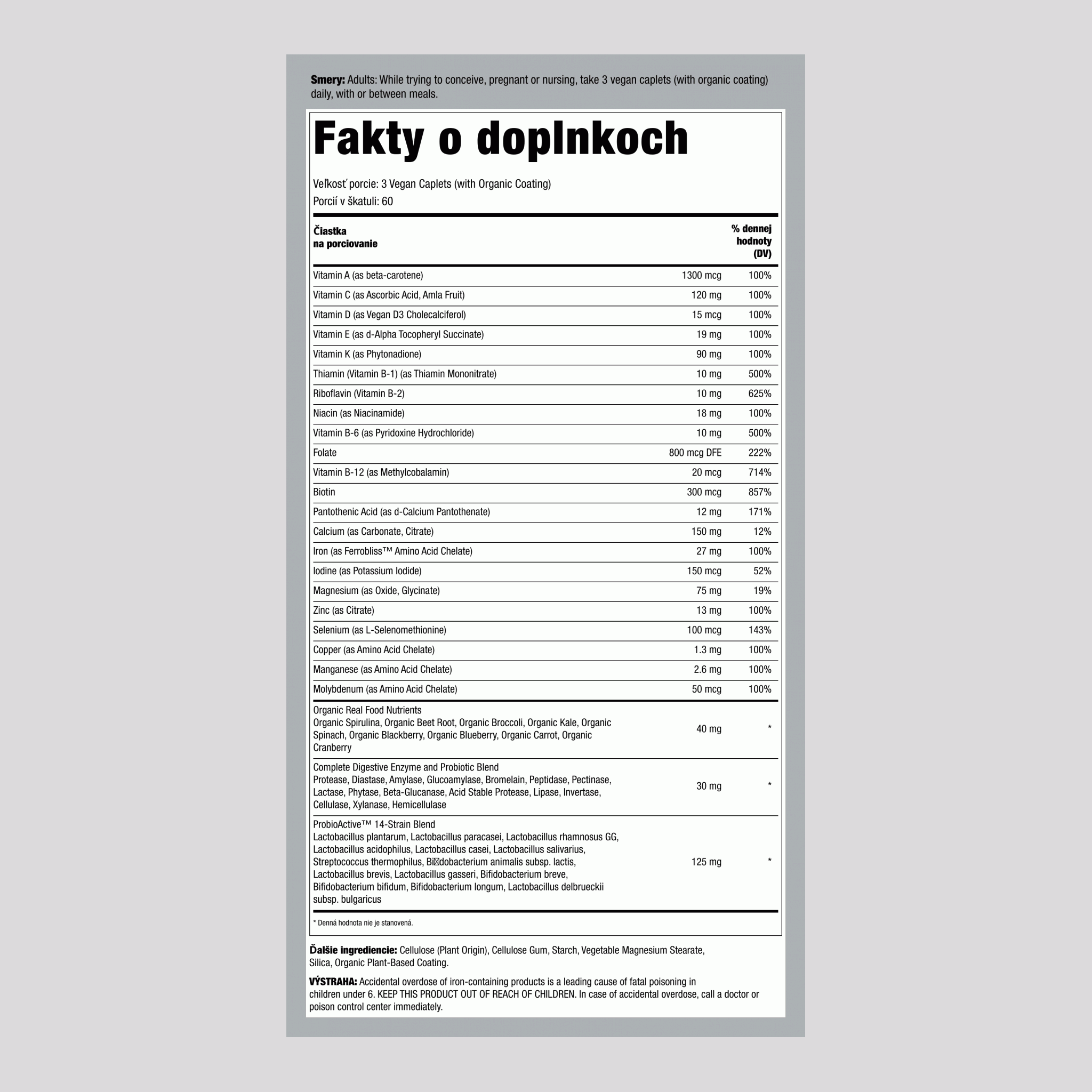 Prenatálne Multi Mini + Skutočné Potravinové Živiny, 180 Mini Tabliet