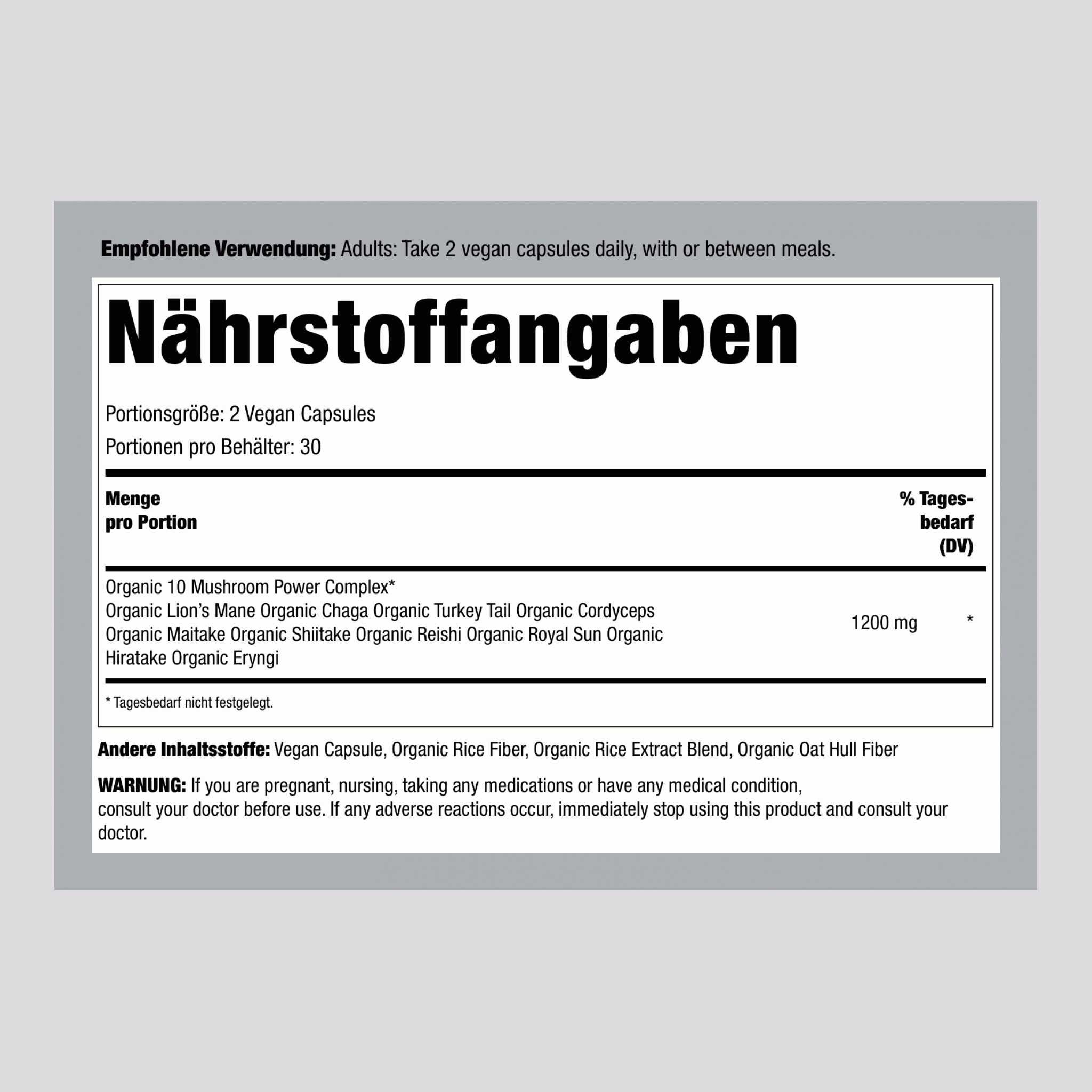 10 Mushroom Power Complex, 60 vegane Kapseln