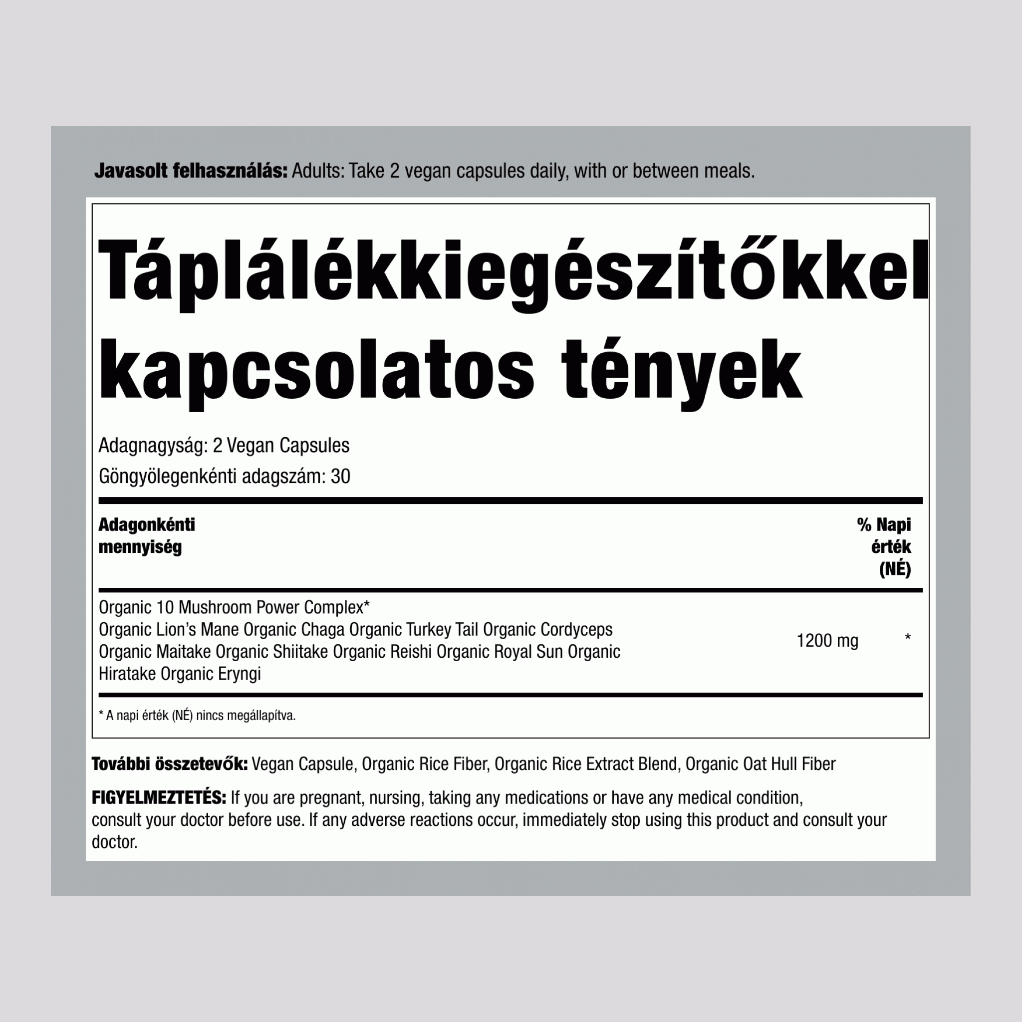 10 Gombás Erő Komplex, 60 Vegán Kapszula