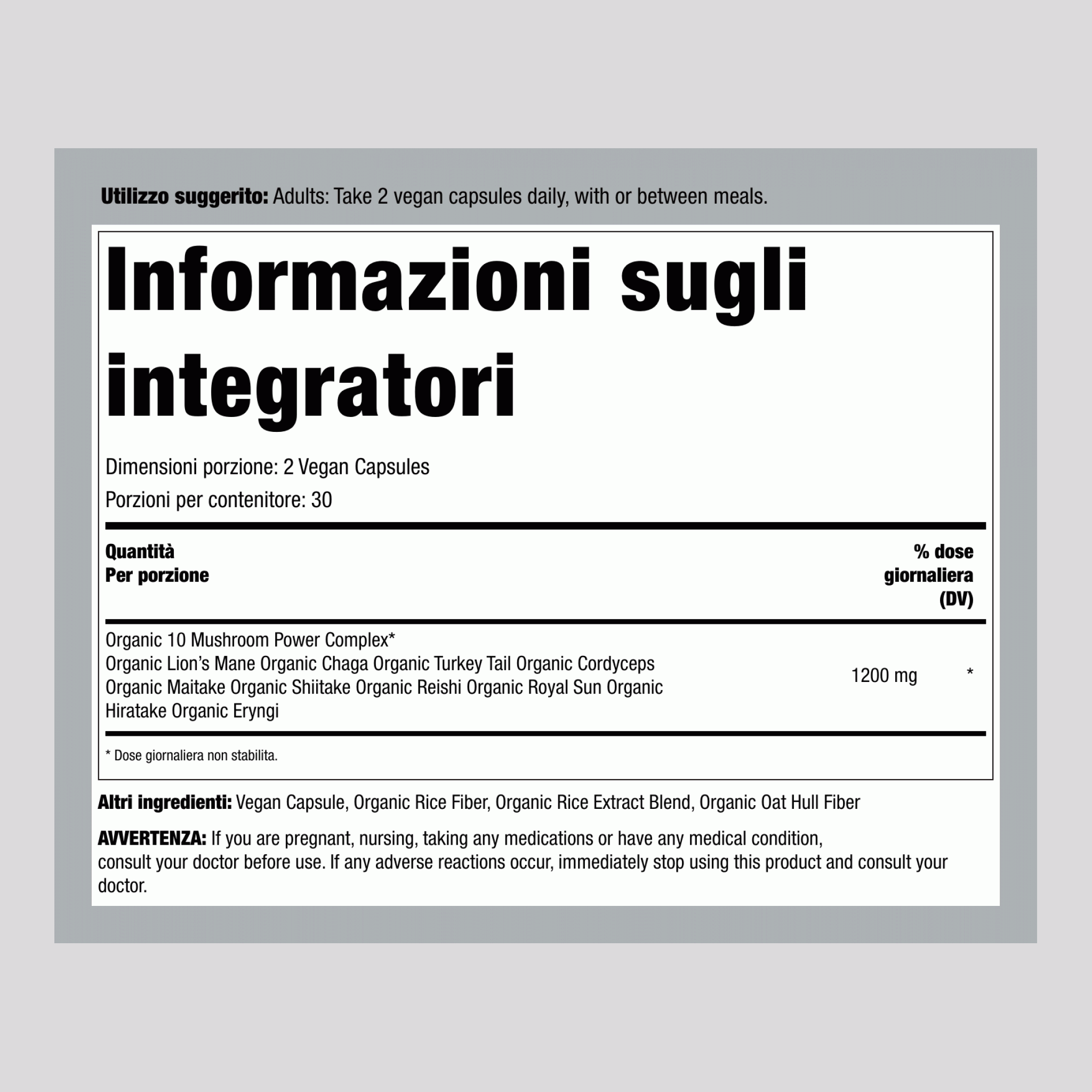 10 Mushroom Power Complex, 60 capsule vegane