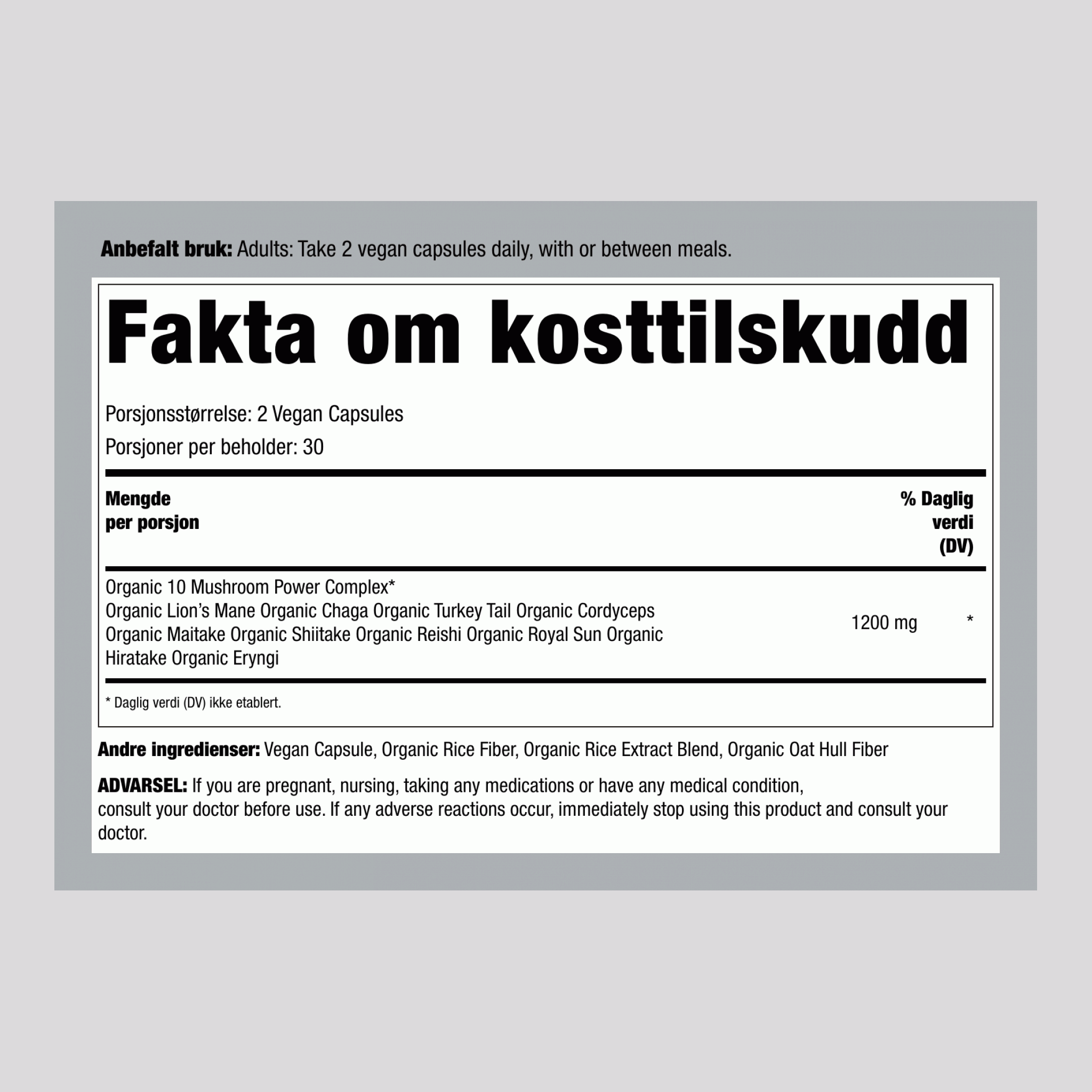 10 Sopp Kraftkompleks, 60 Veganske Kapsler