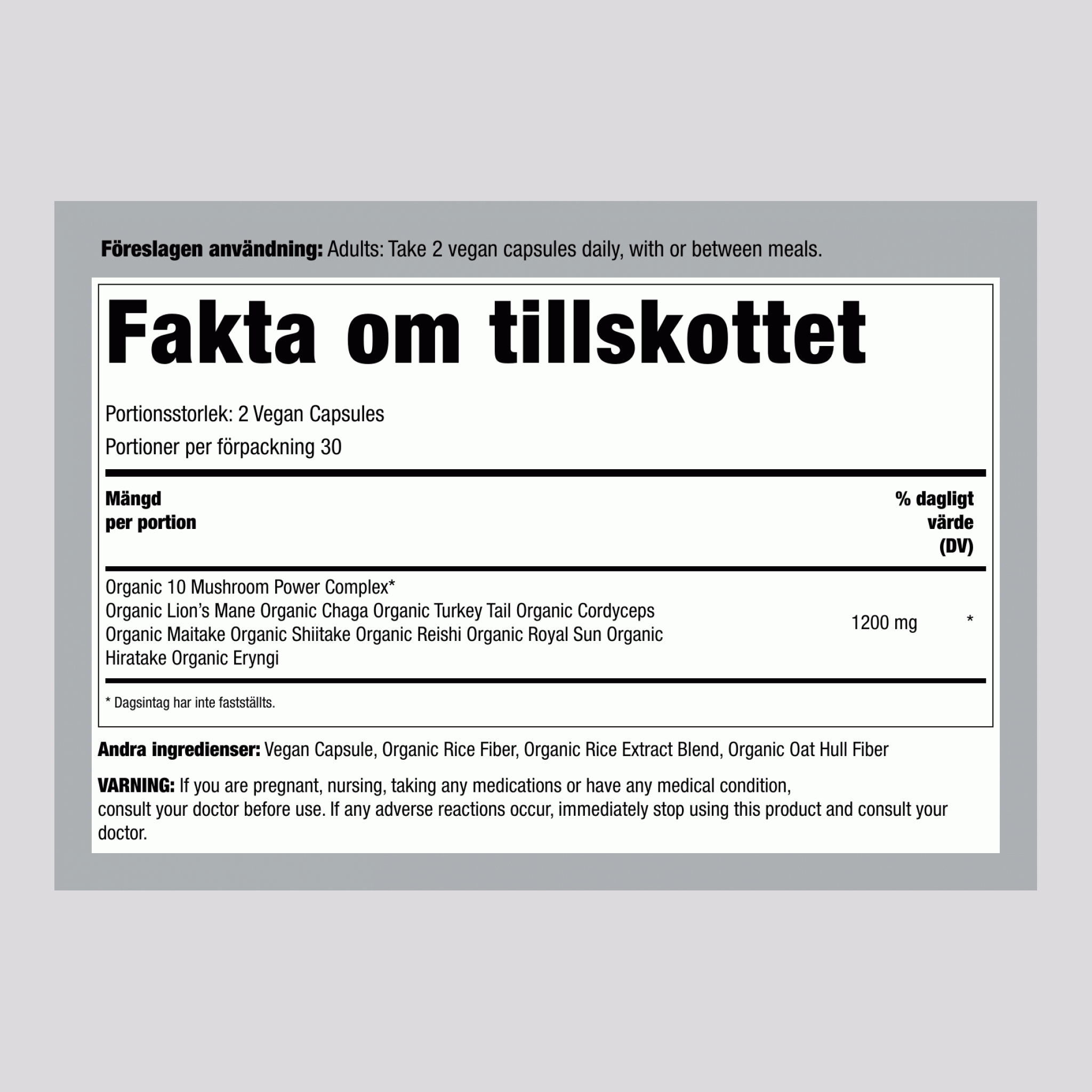 10 Mushroom Power Complex, 60 Veganska Kapslar