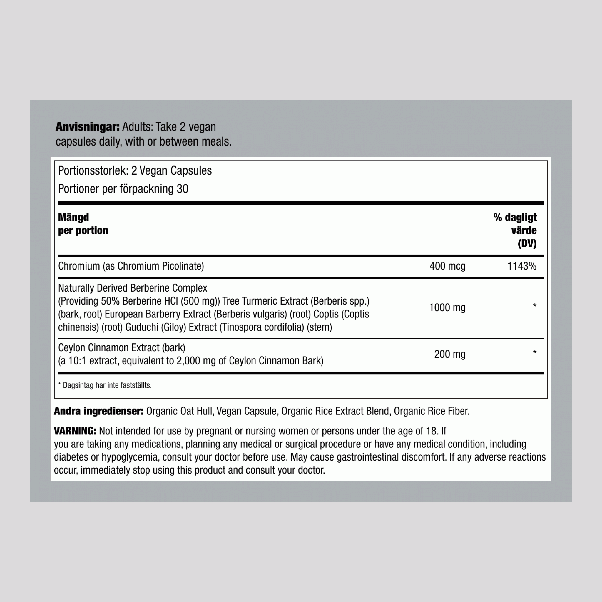Berberin Komplex 1000 MG (per portion), 60 Veganska Kapslar