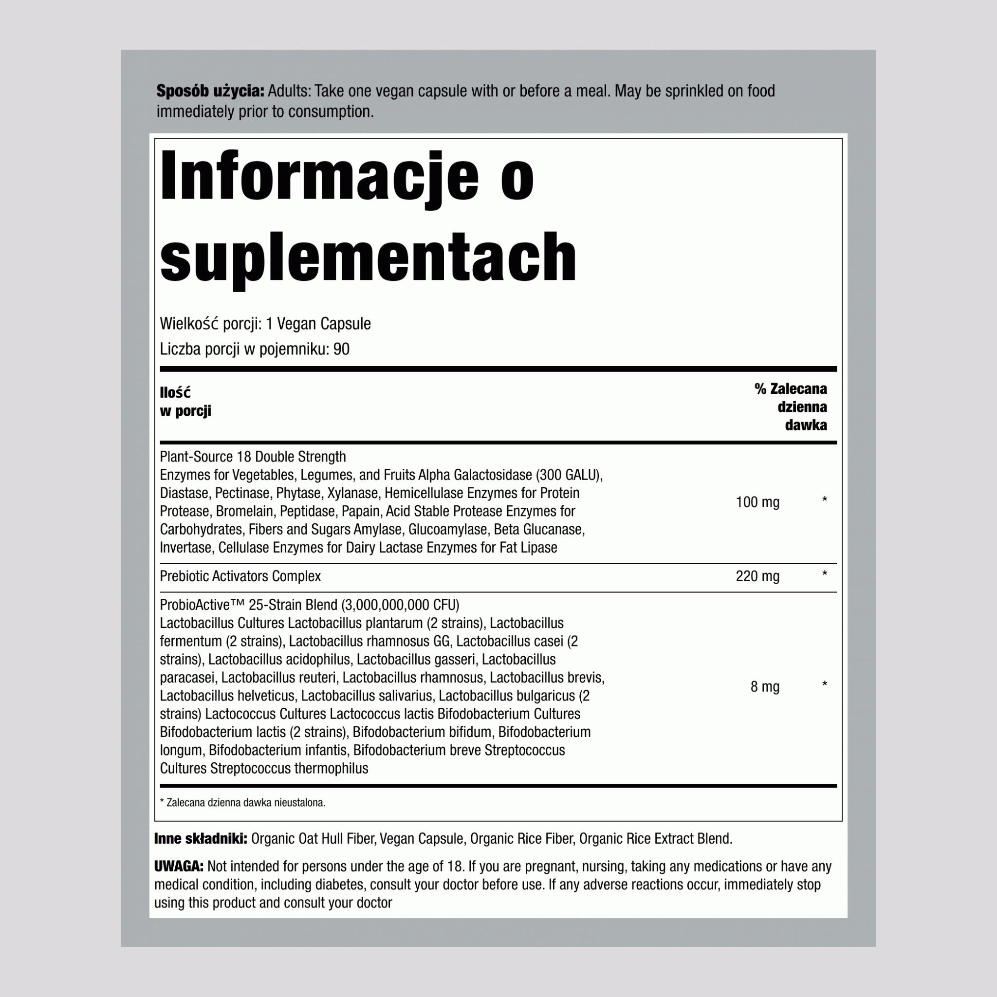 All-Zyme Double Strength, 90 kapsułek wegańskich