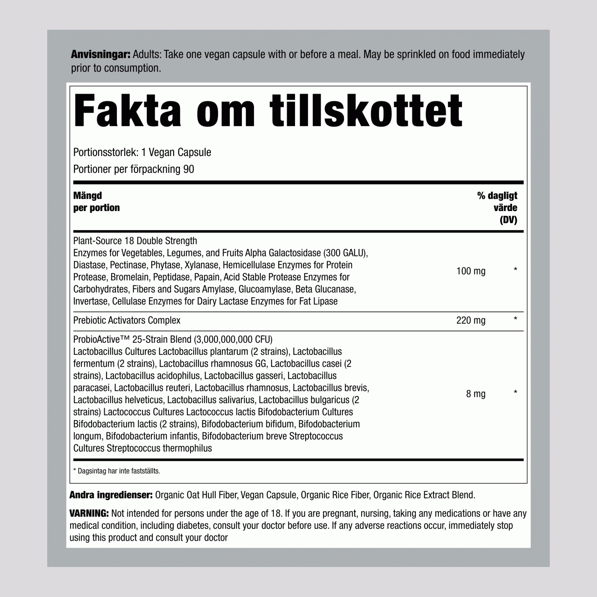 All-Zyme Dubbel Styrka, 90 Veganska Kapslar