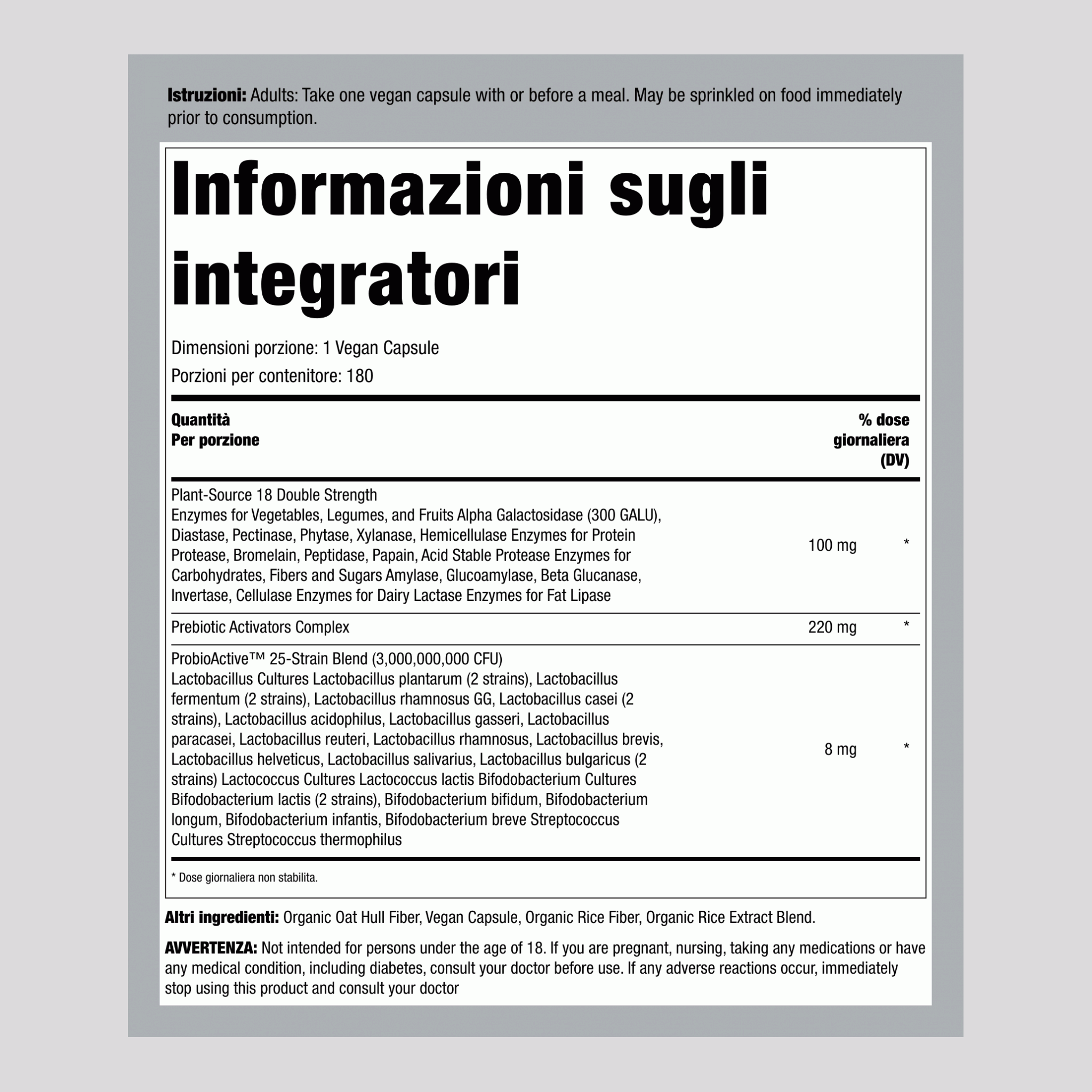 All-Zyme Doppia Forza, 180 Capsule Vegane