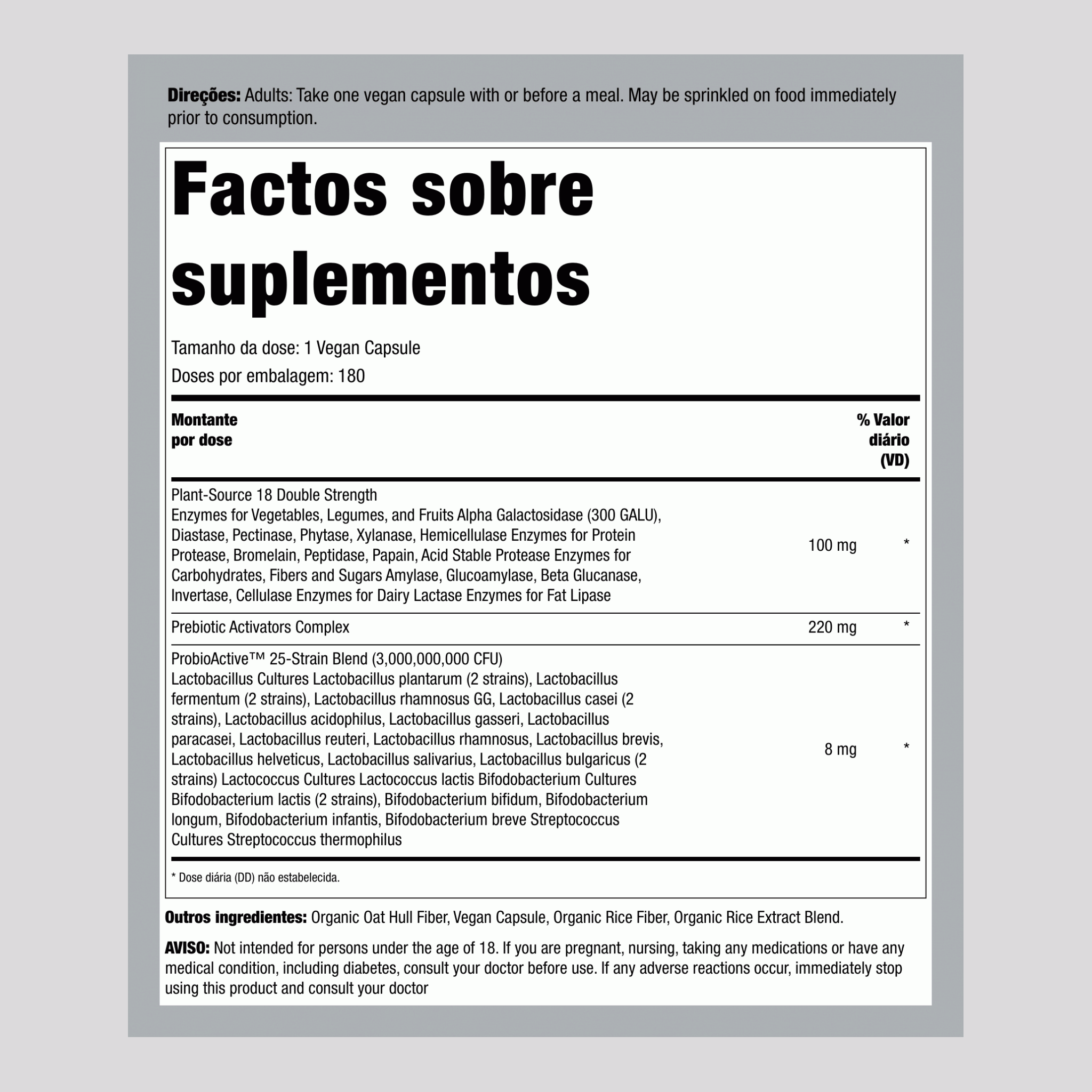 All-Zyme Força Dupla, 180 Cápsulas Veganas