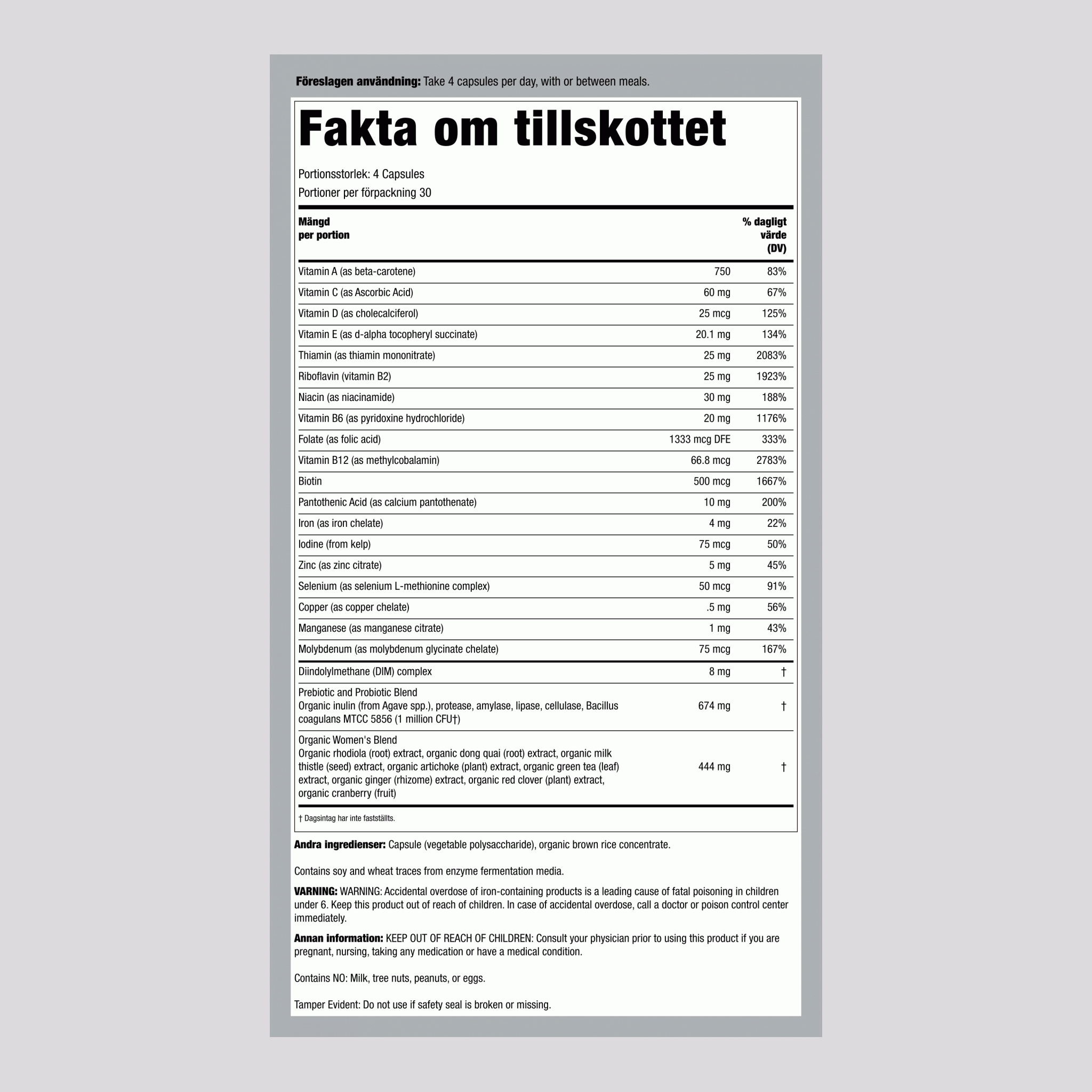 Certifierade Kvinna + Riktiga Matnäringsämnen Multi, 120 Vegetariska Kapslar