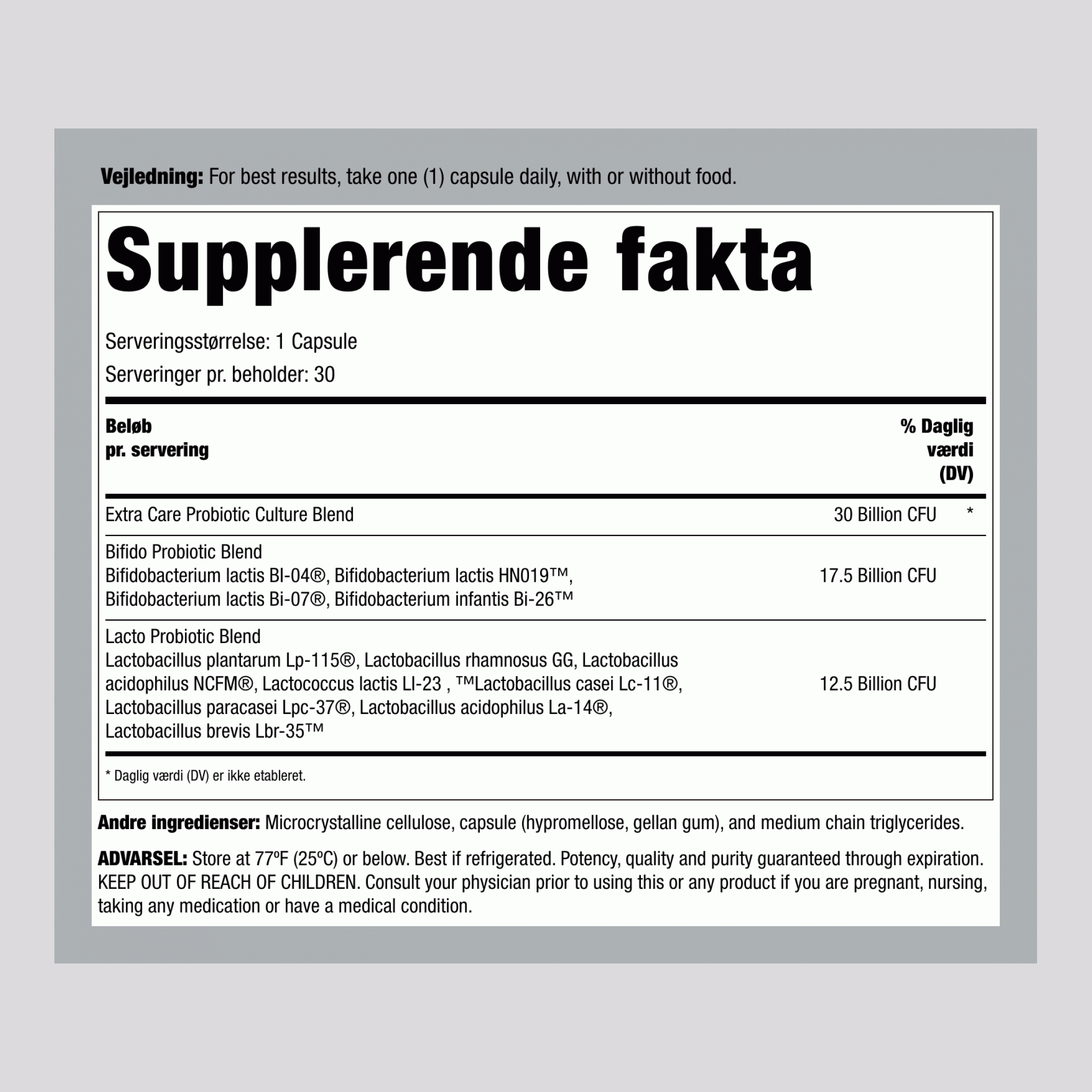 Ultimate Flora Extra Care Probiotikum 30 Milliarder, 30 Forsinkede Udgivelser Veganske Kapsler