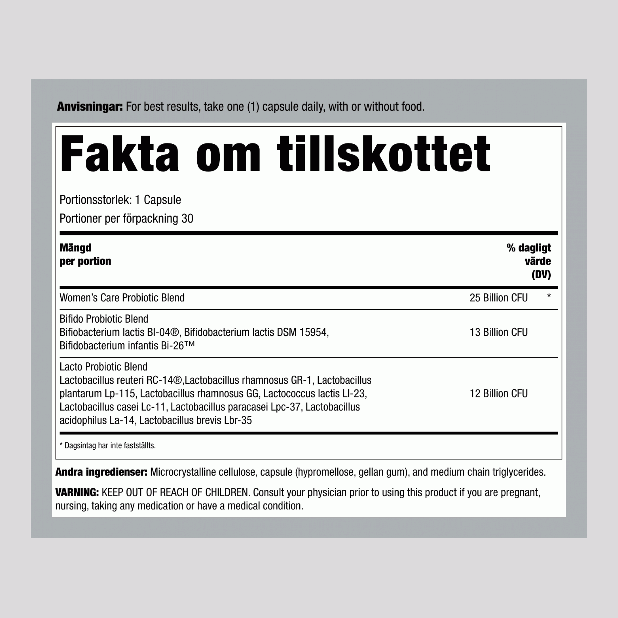 Ultimate Flora Women's Care Probiotic 25 Miljarder, 30 Fördröjda Vegankapslar