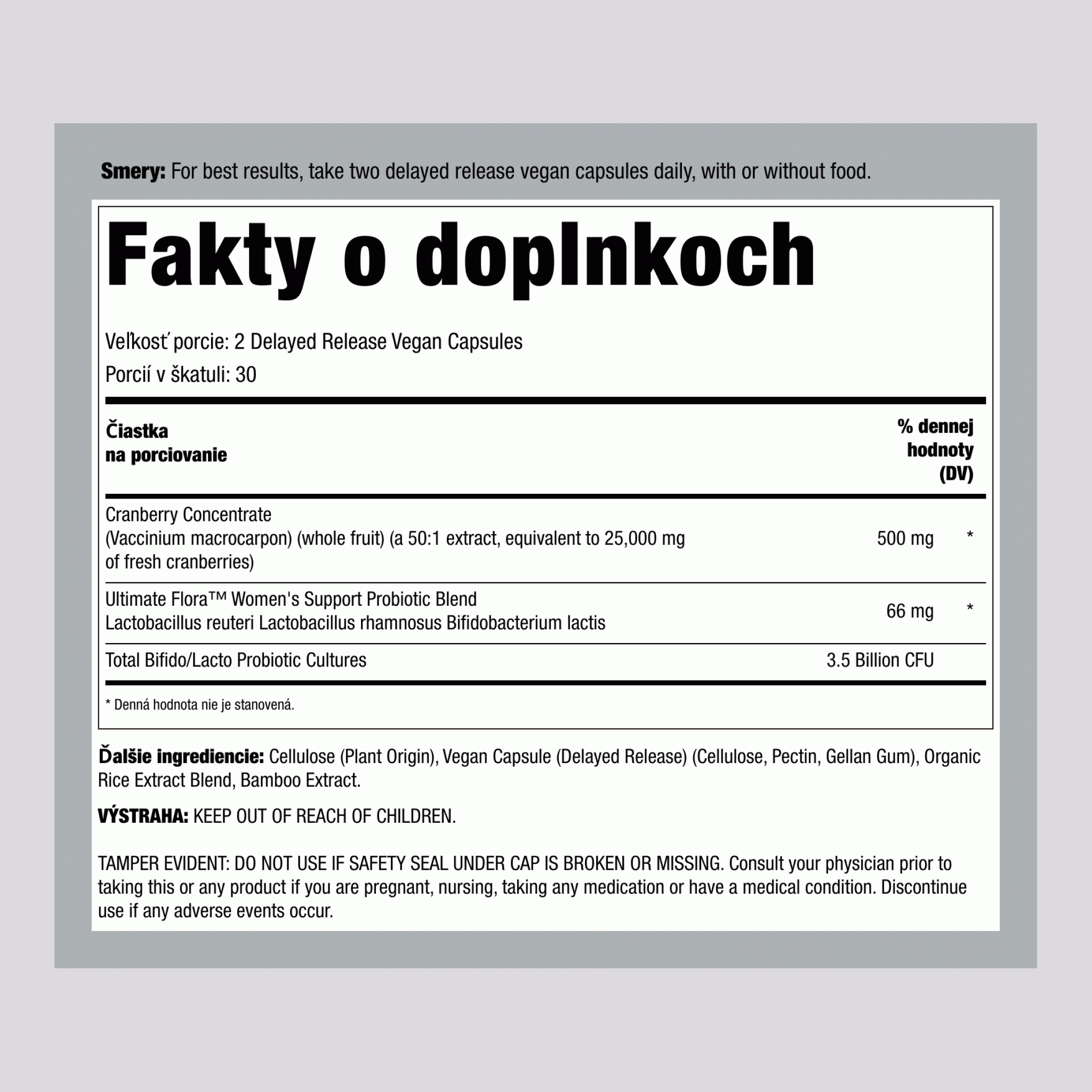 Ultimate Flora vaginálne a močové kompletné + probiotikum & brusnica, 60 vegánskych kapsúl s oneskoreným uvoľňovaním