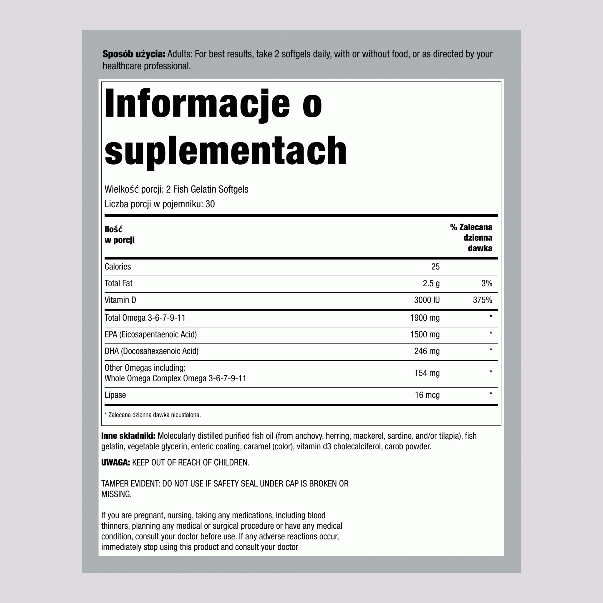 Norwegian Gold Super Critical Omega, 60 kapsułek z żelatyny rybnej