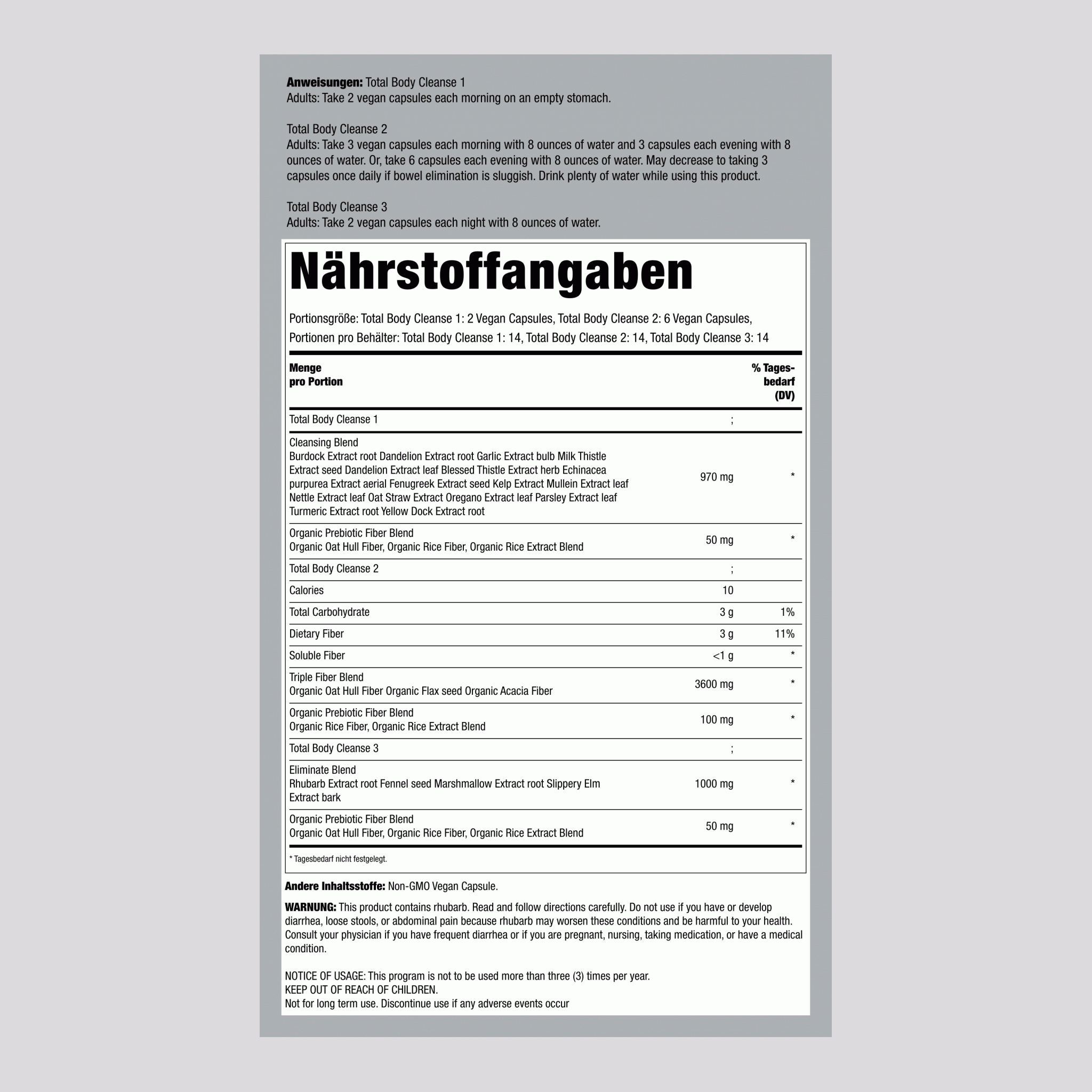 Gesamtkörperreinigung Sanftes Pflegekit, 14-Tage-Programm