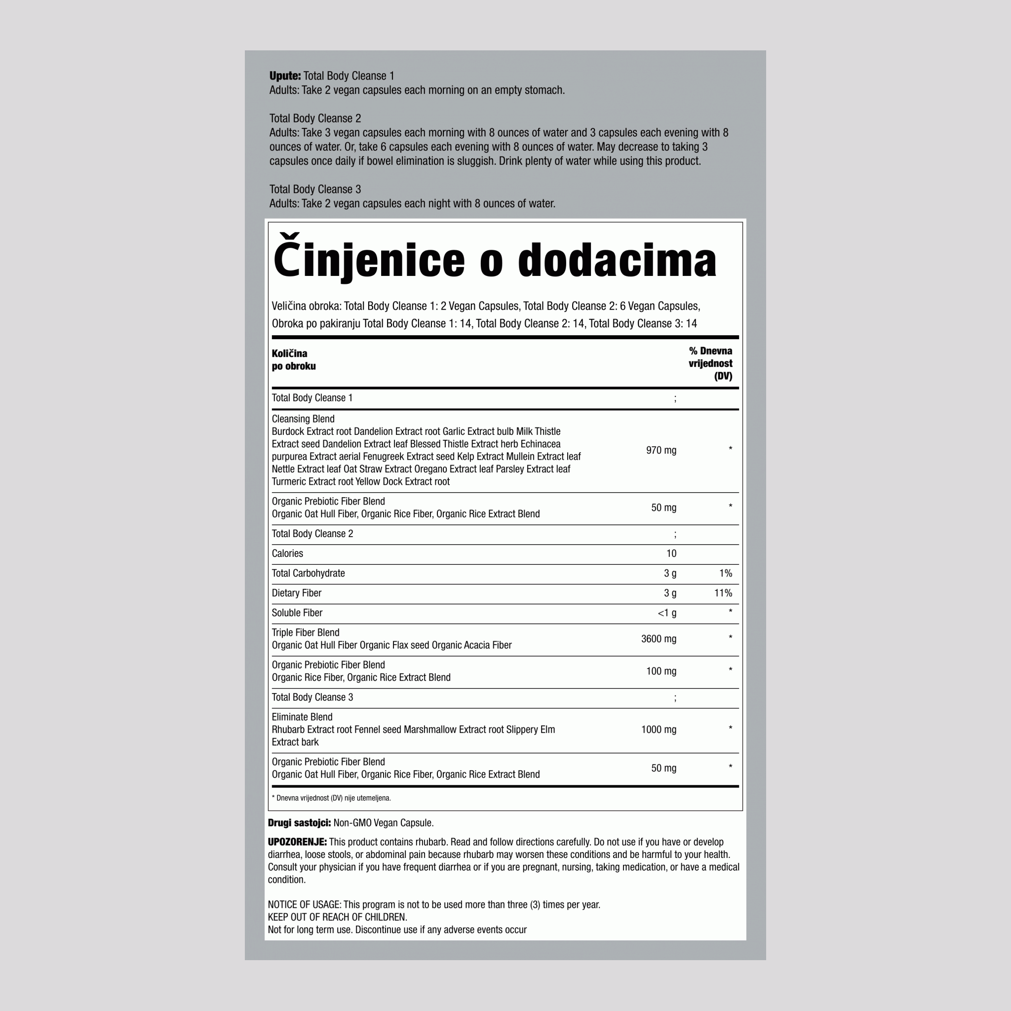 Komplet za nježnu njegu potpunog čišćenja tijela, 14-dnevni program