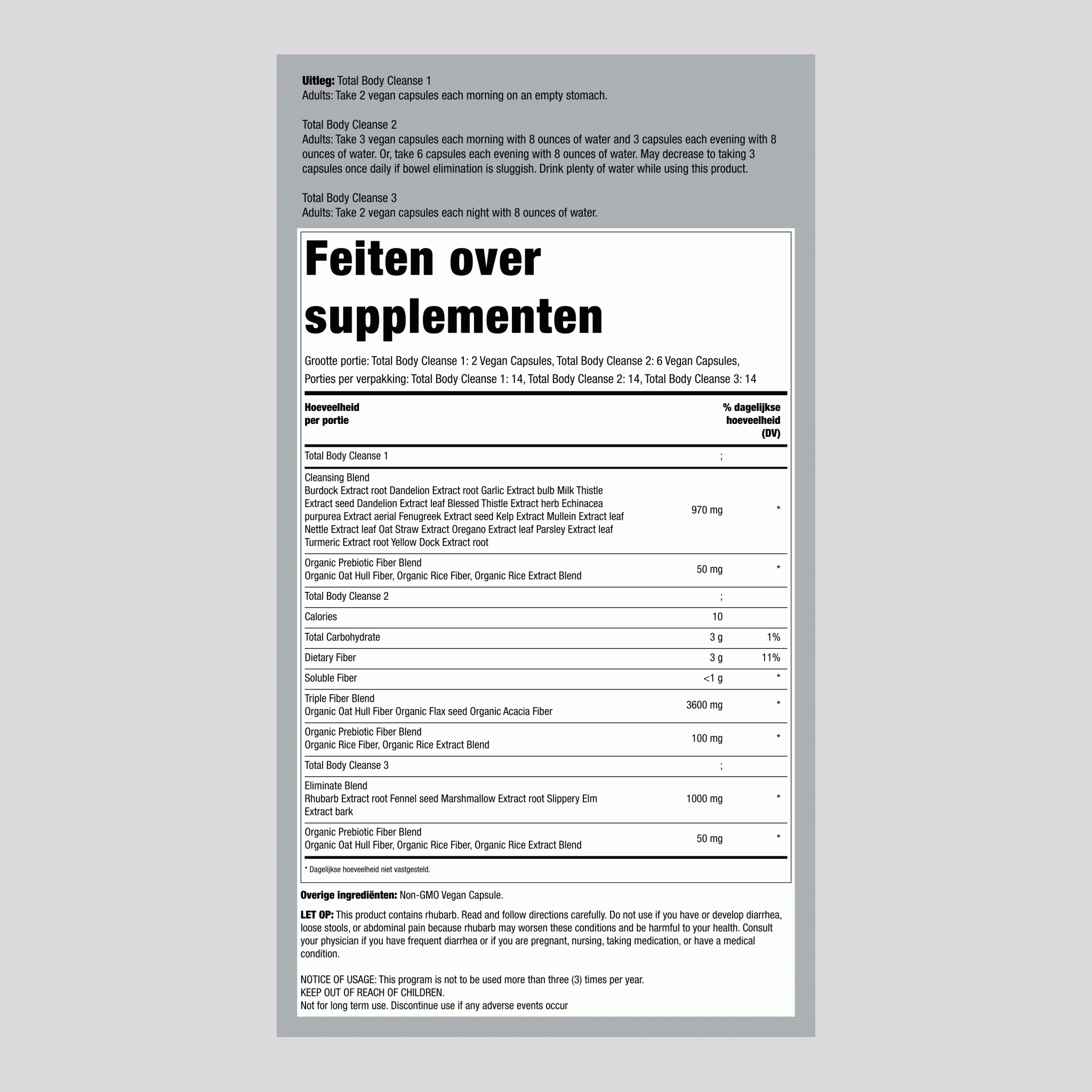Total Body Cleanse Zachte Zorg Kit, 14 Dagen Programma
