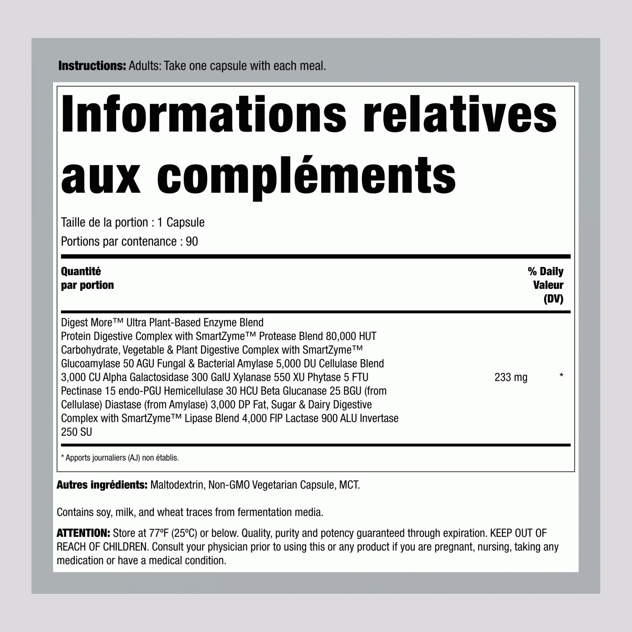 DigestMore Ultra Enzymes, 90 Capsules Végétaliennes