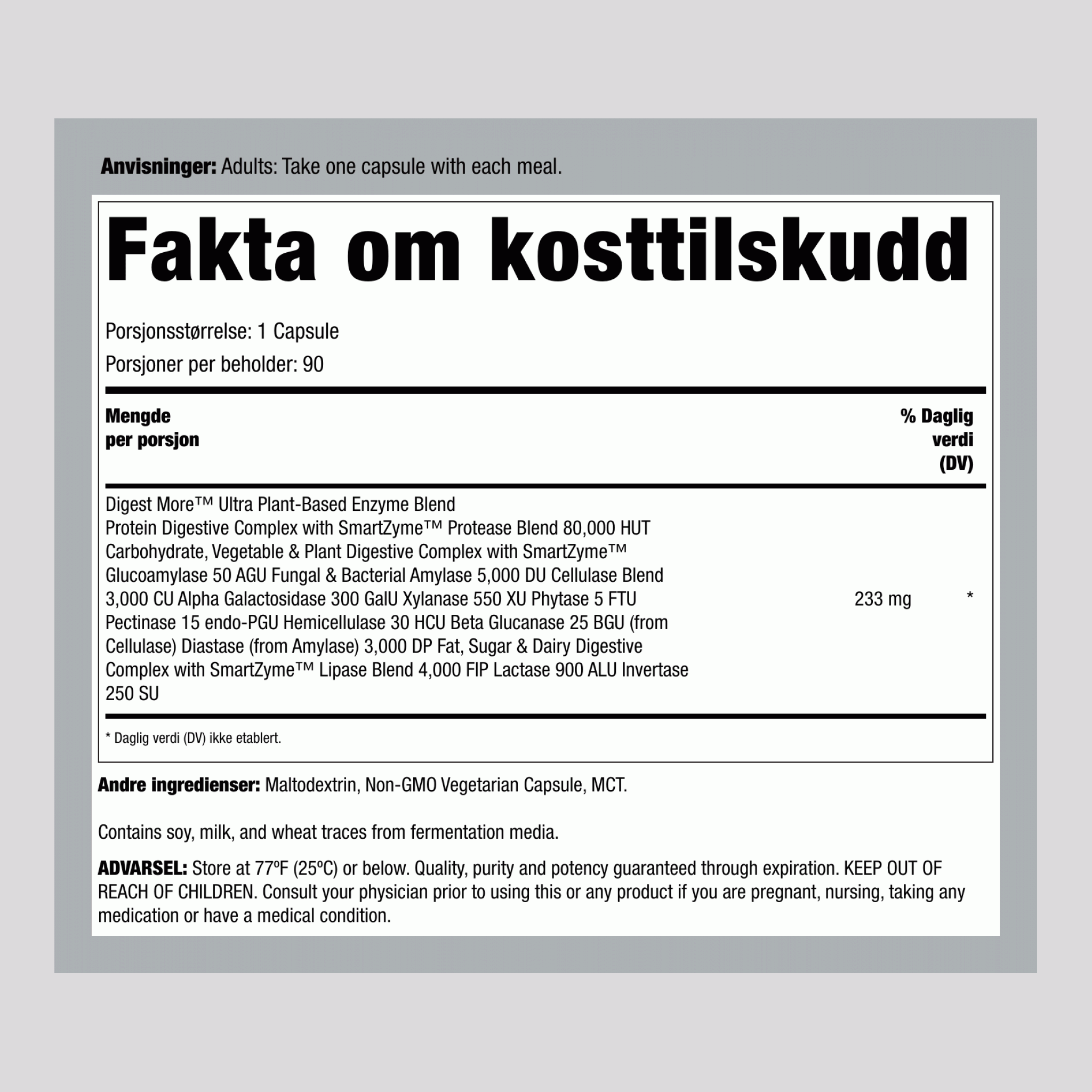 DigestMore Ultra Enzymer, 90 Veganske Kapsler