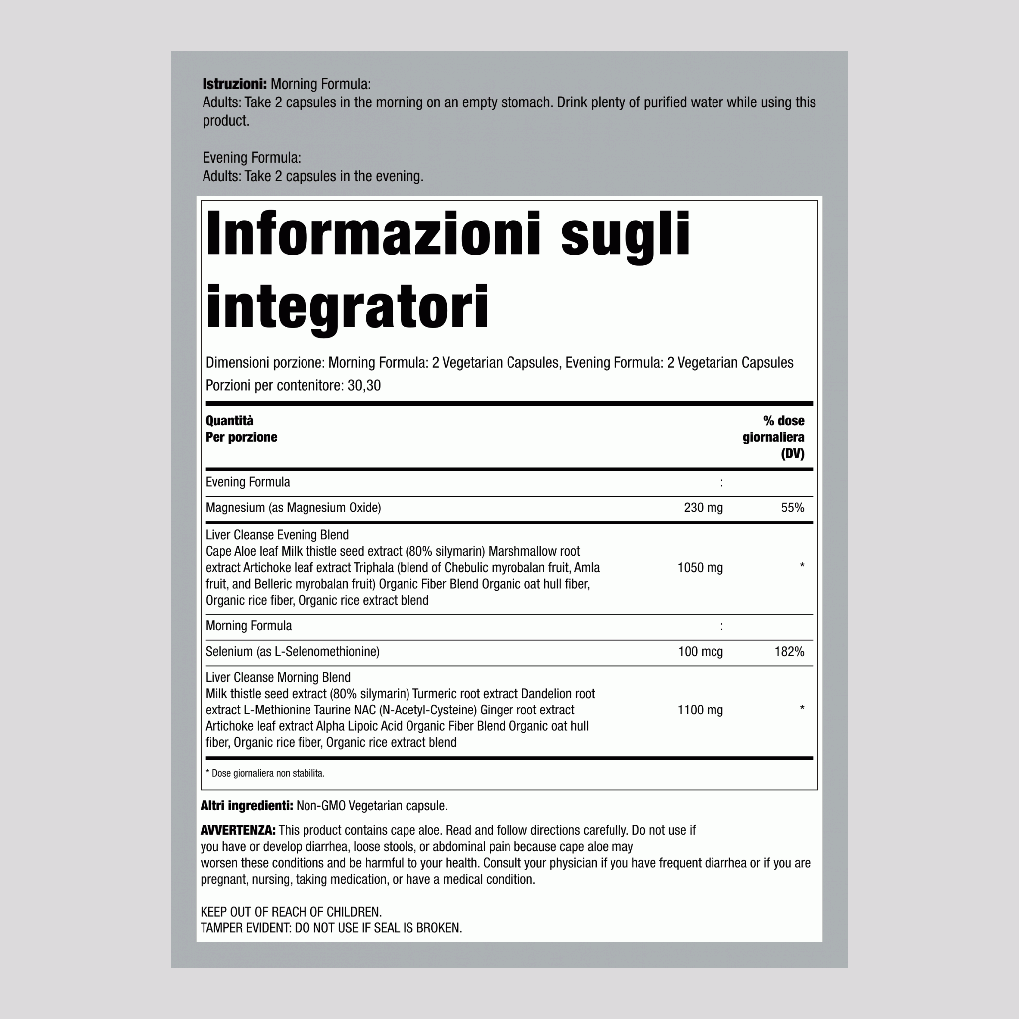 3 Giorni di Pulizia del Fegato Supporto agli Organi Vitali, 12 Capsule Vegetariane