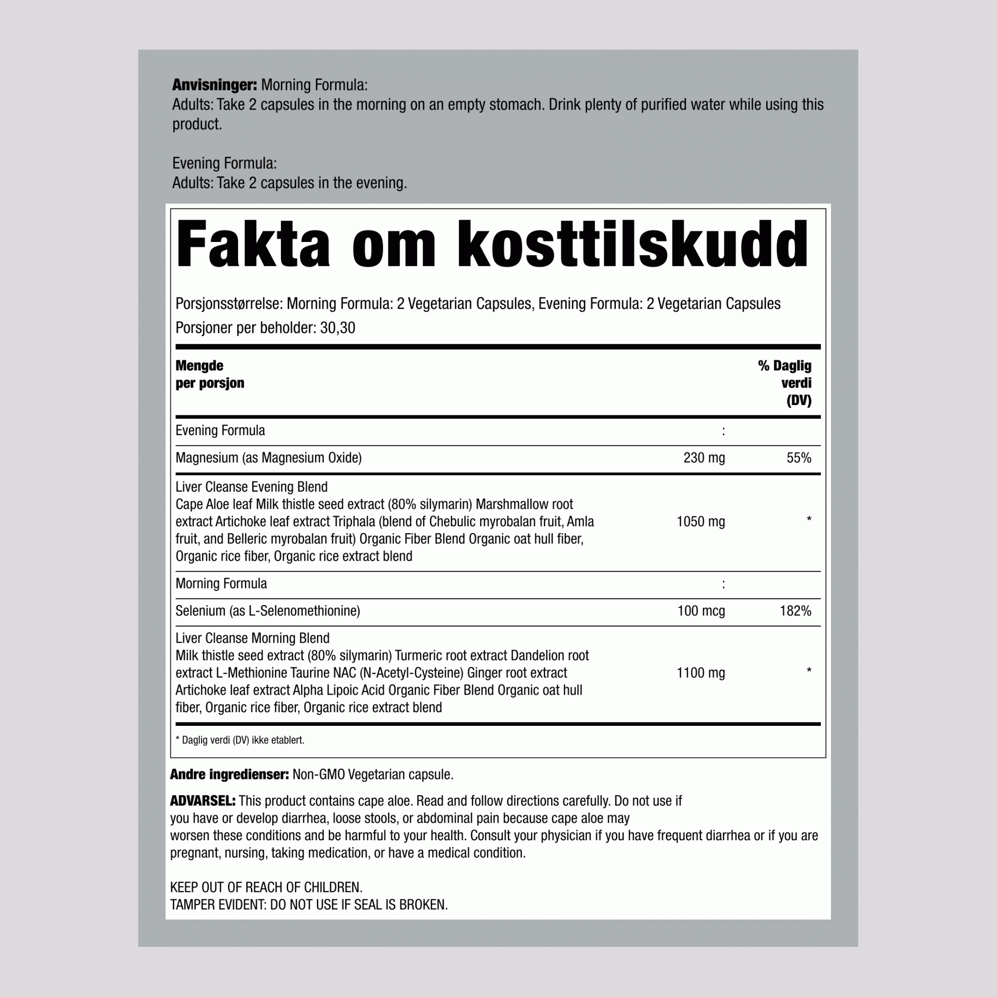 3 Dagers Lever Rens Vital Organstøtte, 12 Vegetariske Kapsler