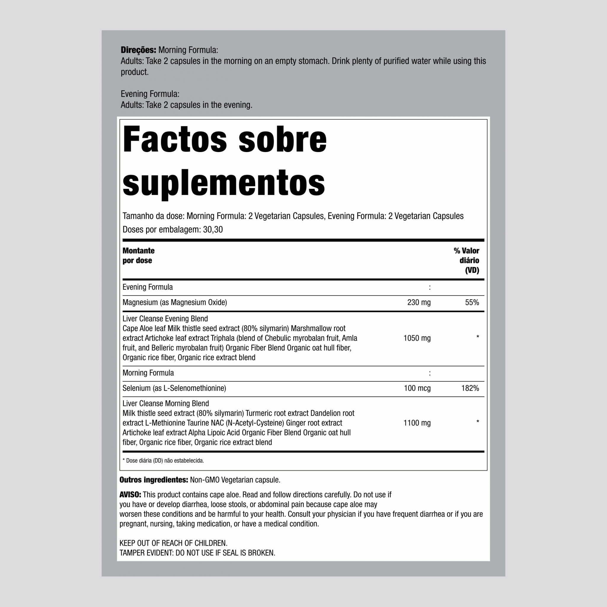 Limpeza do Fígado em 3 Dias Suporte Vital de Órgãos, 12 Cápsulas Vegetarianas