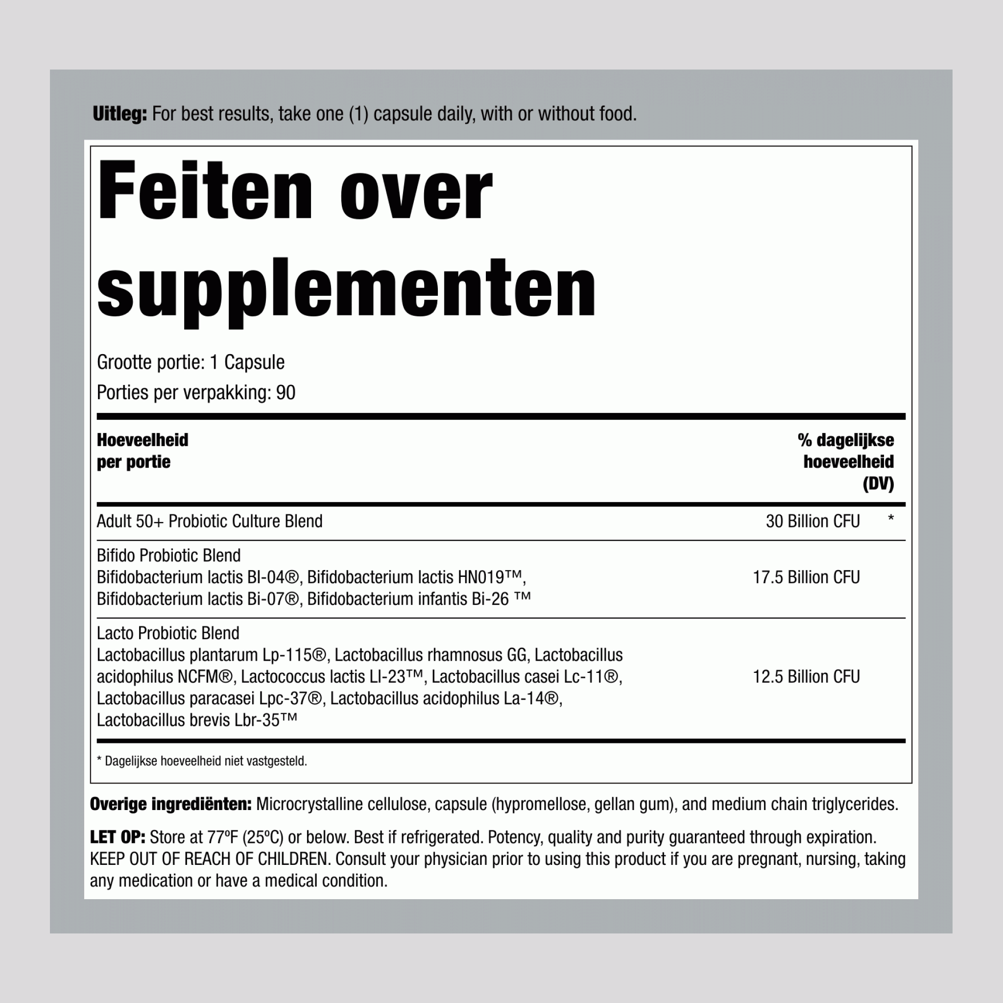 Ultimate Flora 50+ Probiotic 30 miljard, 90 vertraagde afgifte veganistische capsules