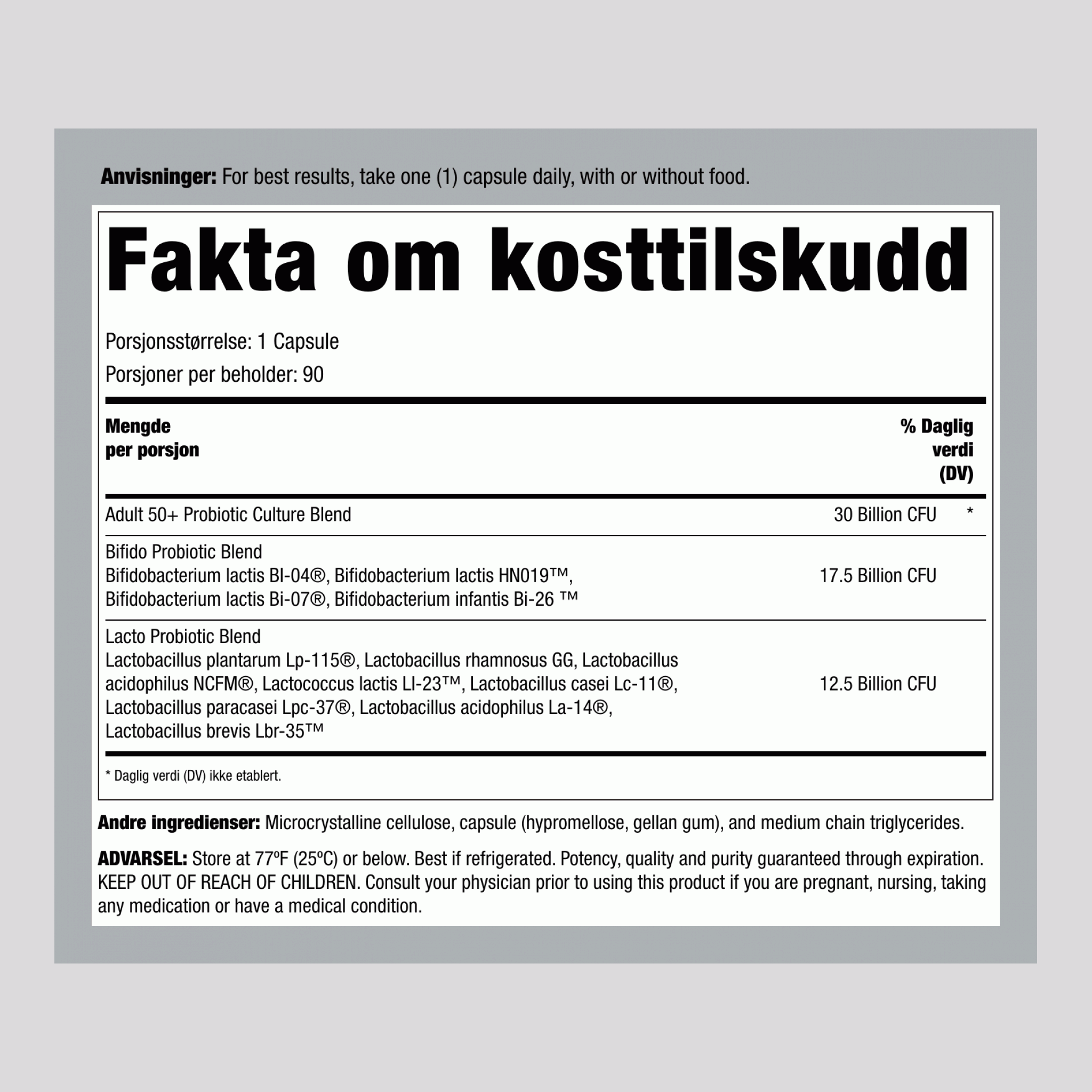 Ultimate Flora 50+ Probiotic 30 milliarder, 90 forsinket frigjøring Vegan kapsler