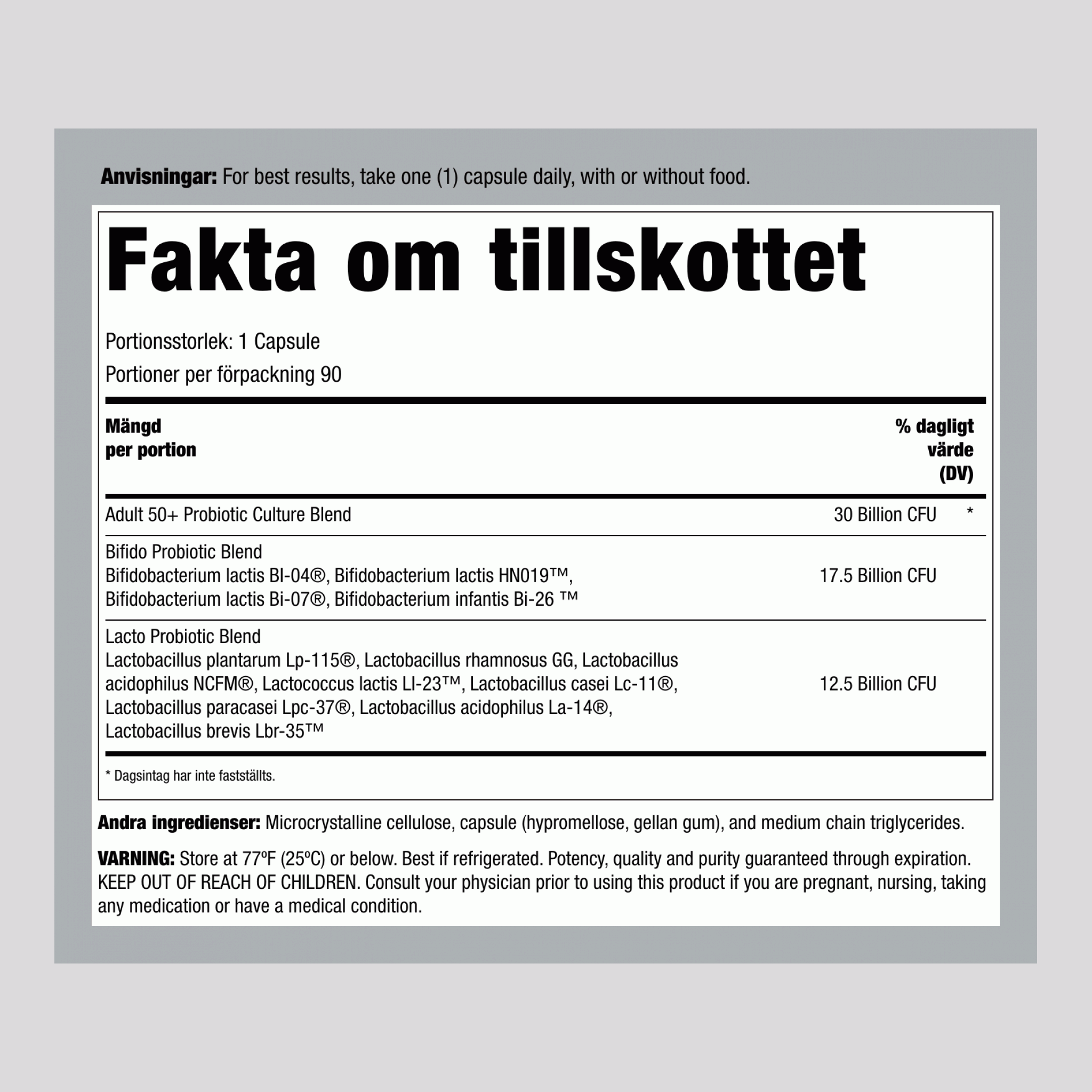 Ultimate Flora 50+ Probiotika 30 Miljarder, 90 Fördröjda Frisättnings Vegankapslar