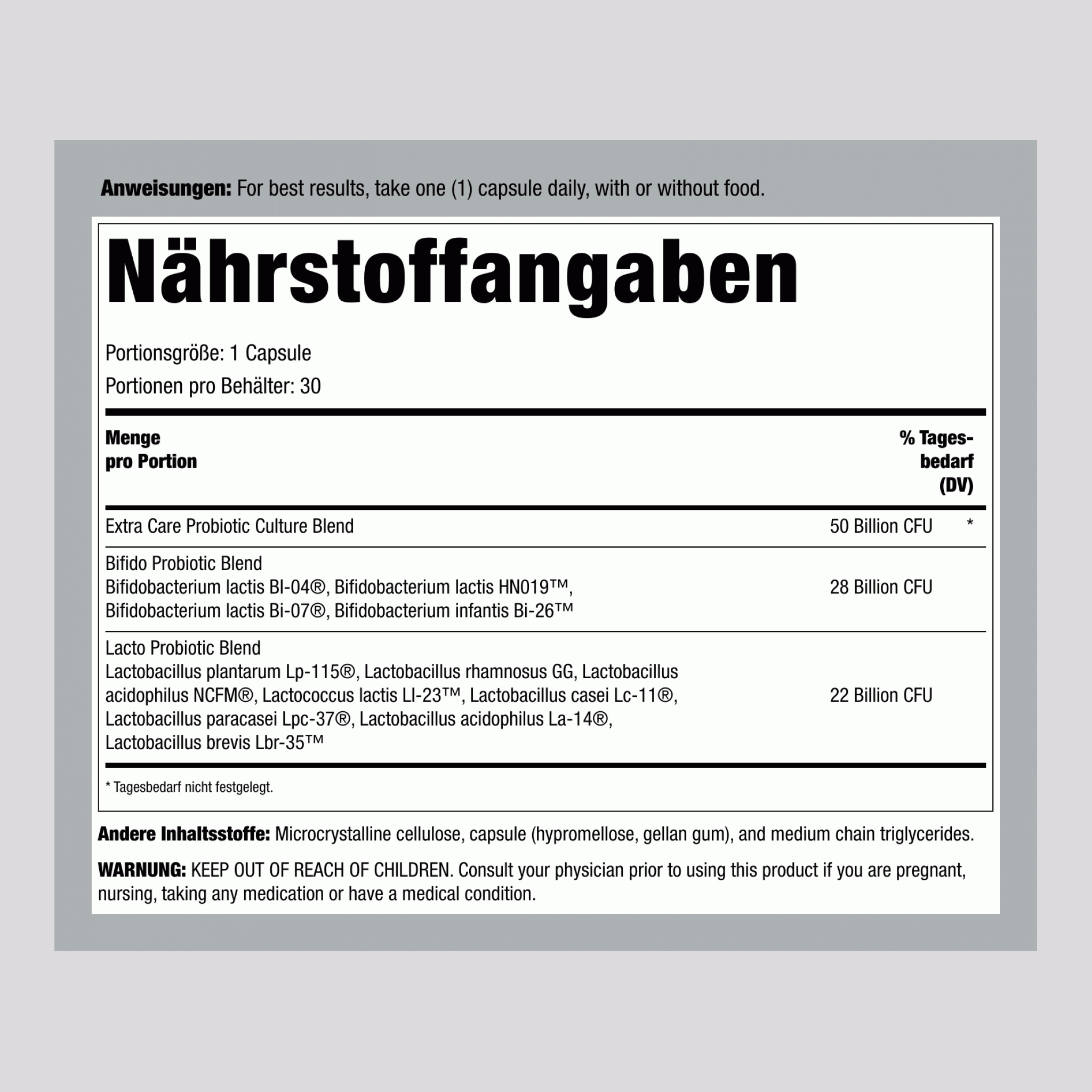Ultimate Flora Extra Care Probiotic 50 Milliarden, 30 vegane Kapseln mit verzögerter Freisetzung