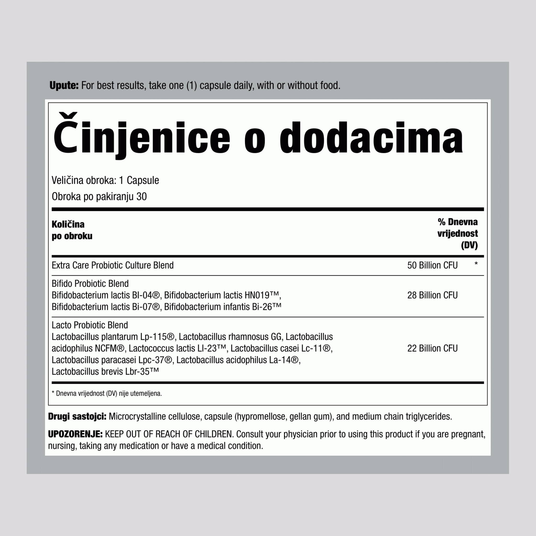 Ultimate Flora Extra Care Probiotic 50 milijardi, 30 veganskih kapsula s odgođenim oslobađanjem