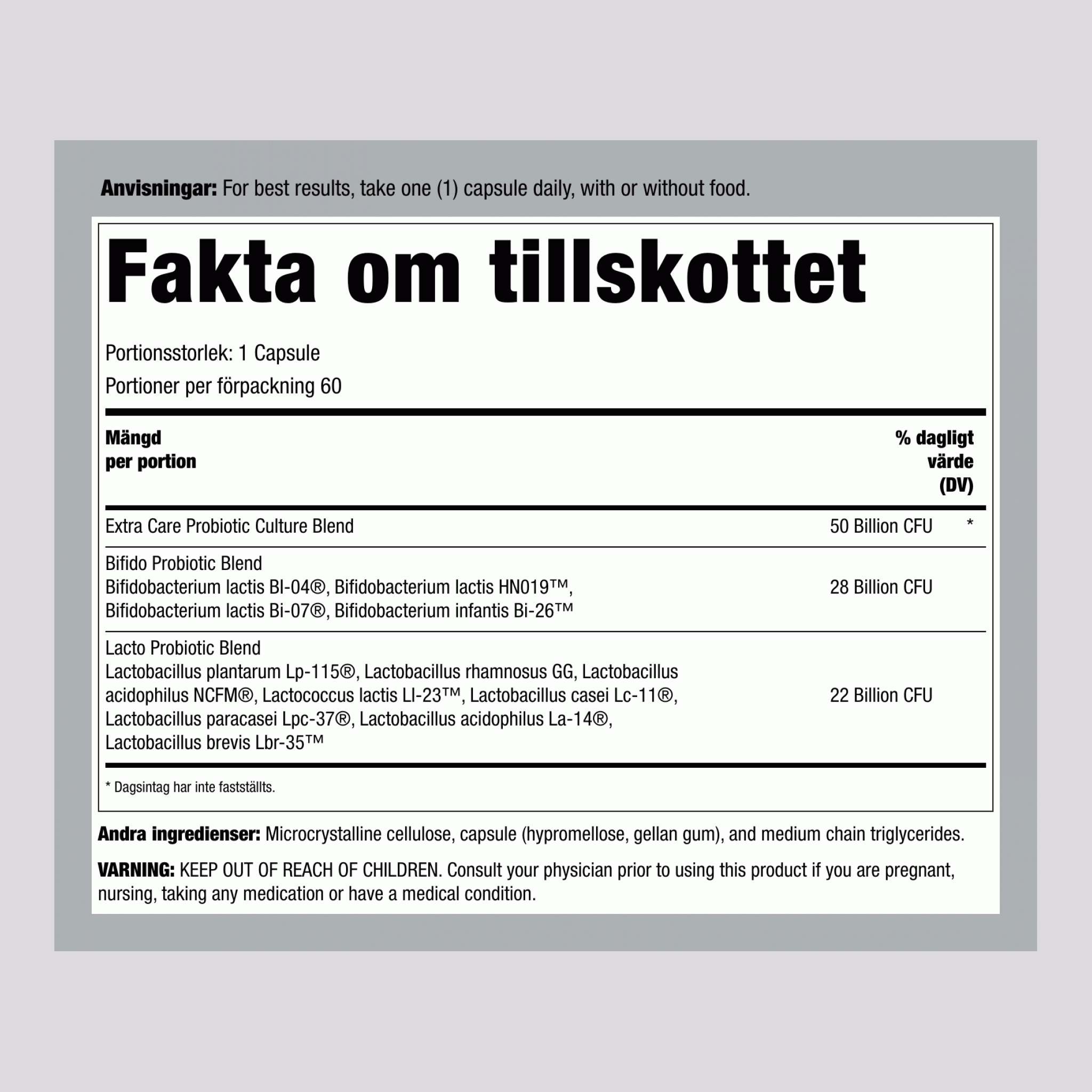 Ultimate Flora Extra Care Probiotika 50 Miljarder, 60 Fördröjda Vegan Kapslar