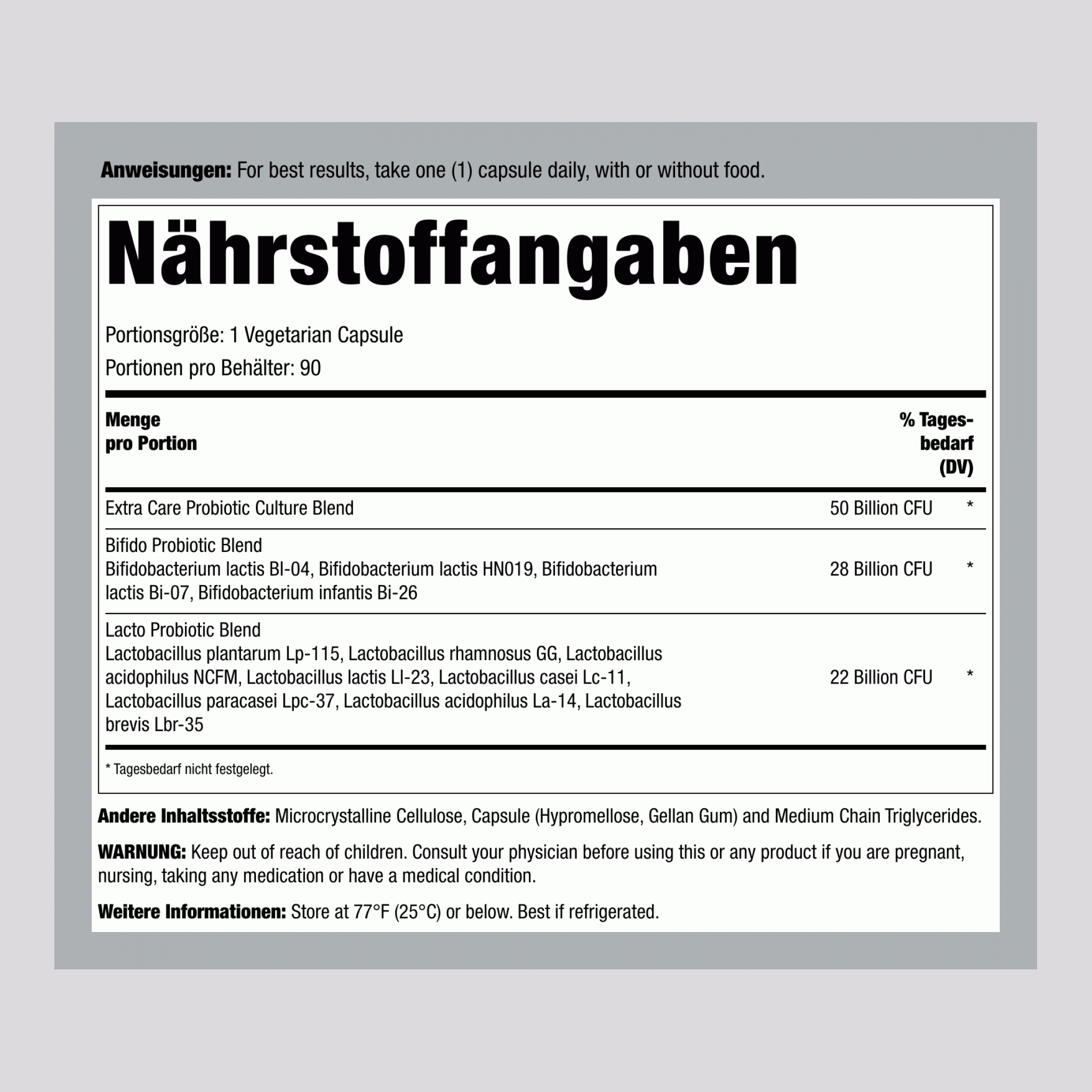Ultimate Flora Extra Care Probiotic 50 Milliarden, 90 verzögerte Freisetzung vegane Kapseln