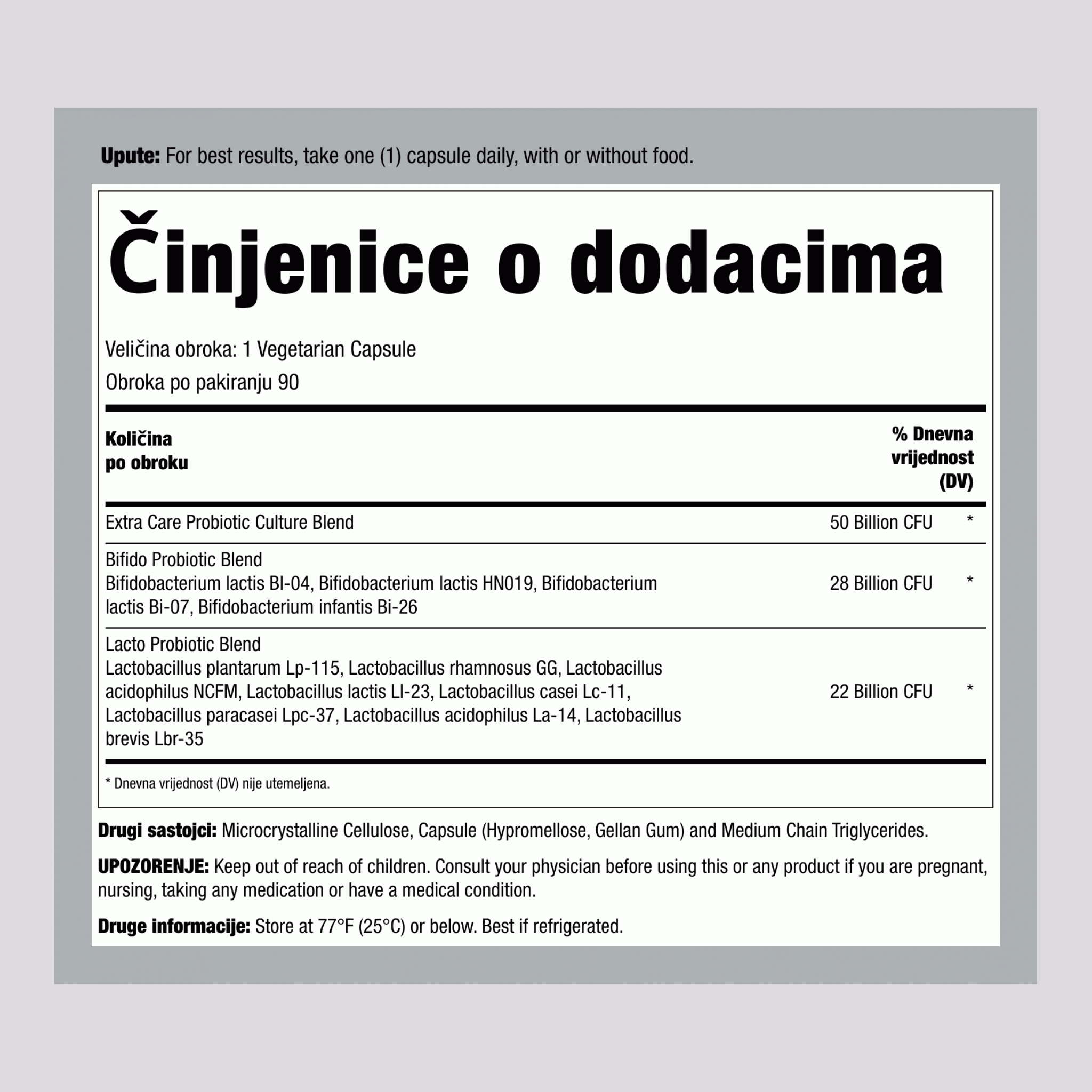 Ultimate Flora Extra Care Probiotic 50 milijardi, 90 veganskih kapsula s odgođenim otpuštanjem