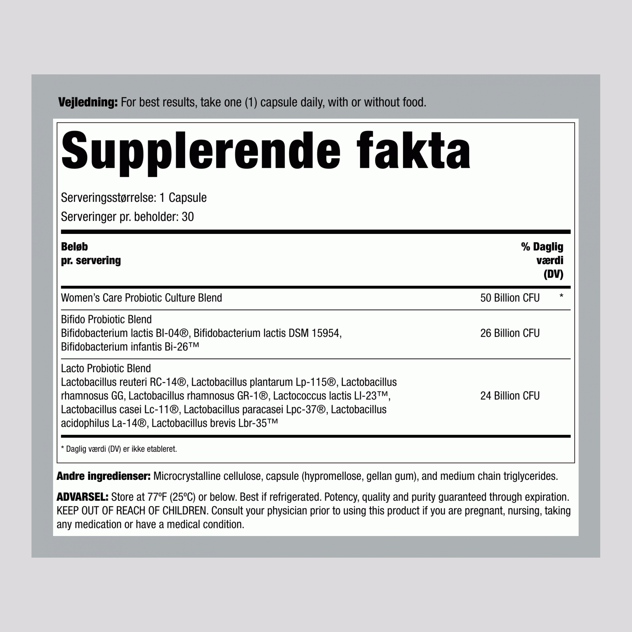 Ultimate Flora Women's Vaginal Care Probiotic 50 Milliarder, 30 Forsinket Udgivelse Veganske Kapsler