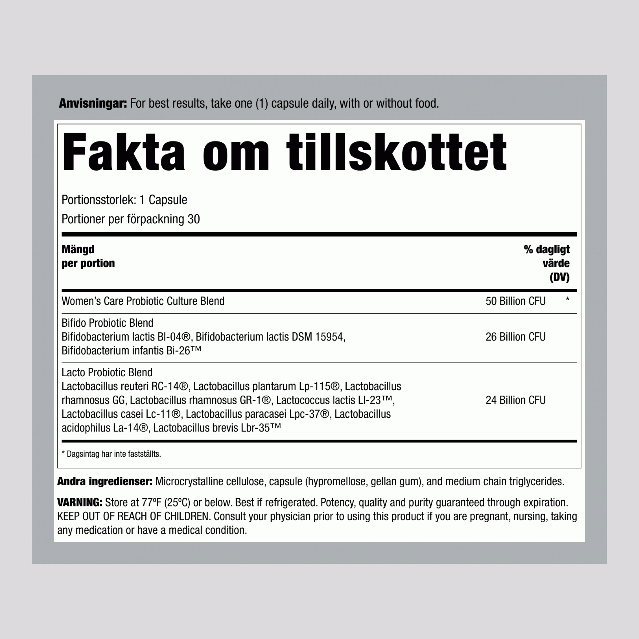 Ultimate Flora Women's Vaginalvårdsprobiotika 50 miljarder, 30 fördröjda frisättningskapslar (Veganska)