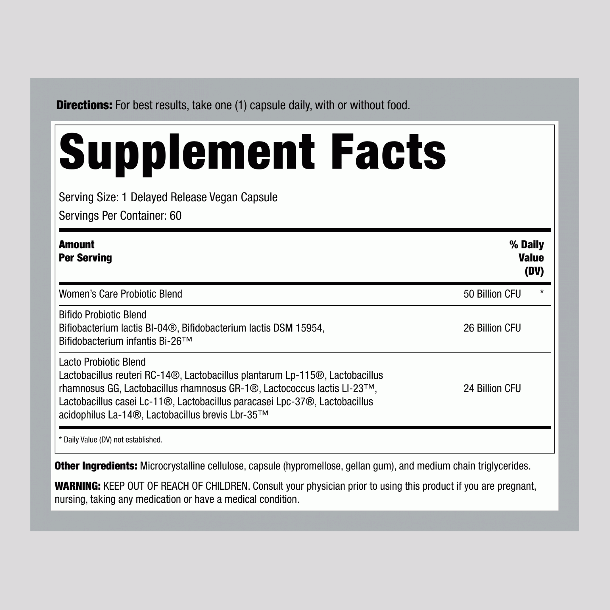 Ultimate Flora Women's Vaginal Care Probiotic 50 Billion, 60 Delayed Release Vegan Caps