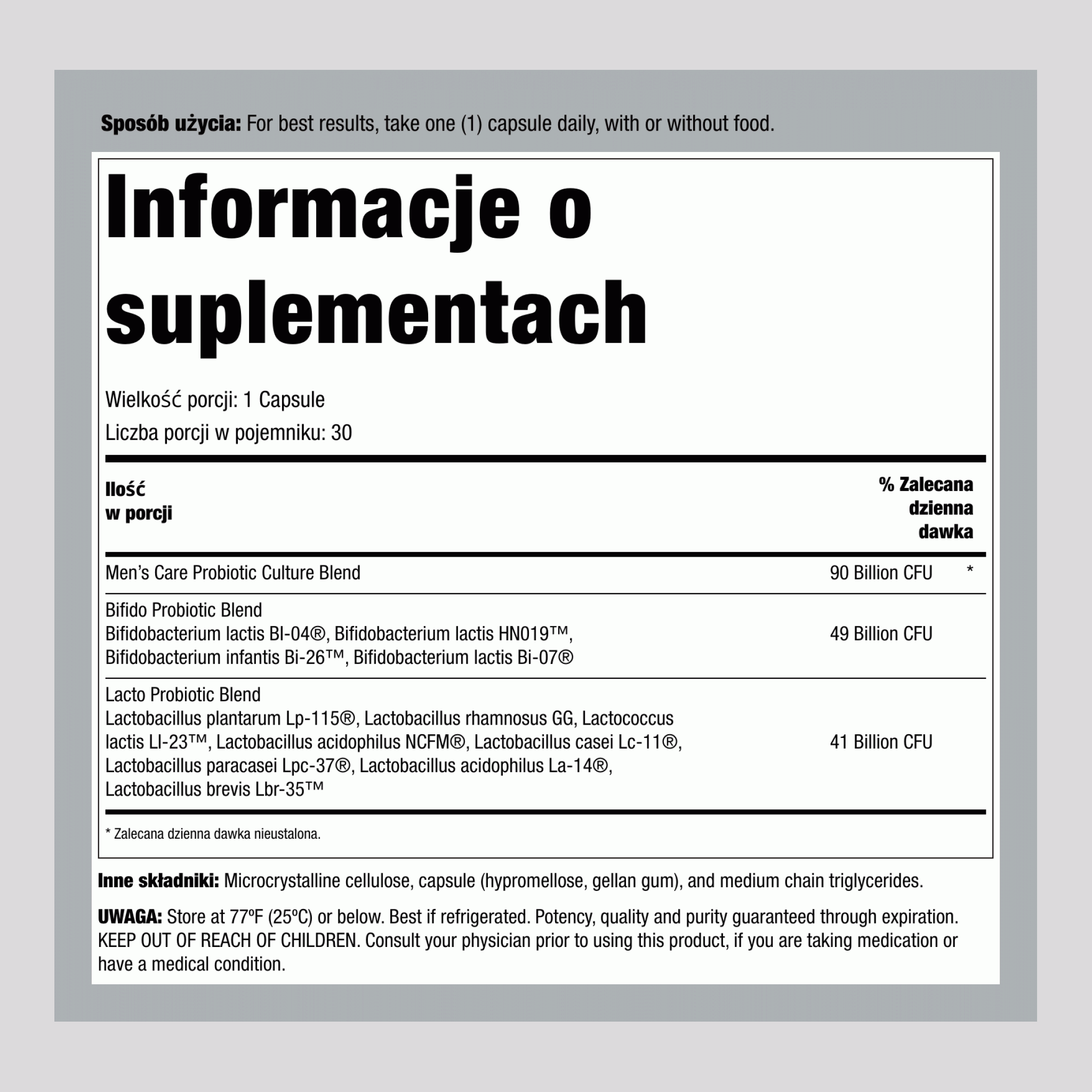 Ultimate Flora Komplet Probio dla Mężczyzn 90 Miliardów, 30 Kapsułek Weganskich o Opóźnionym Uwalnianiu