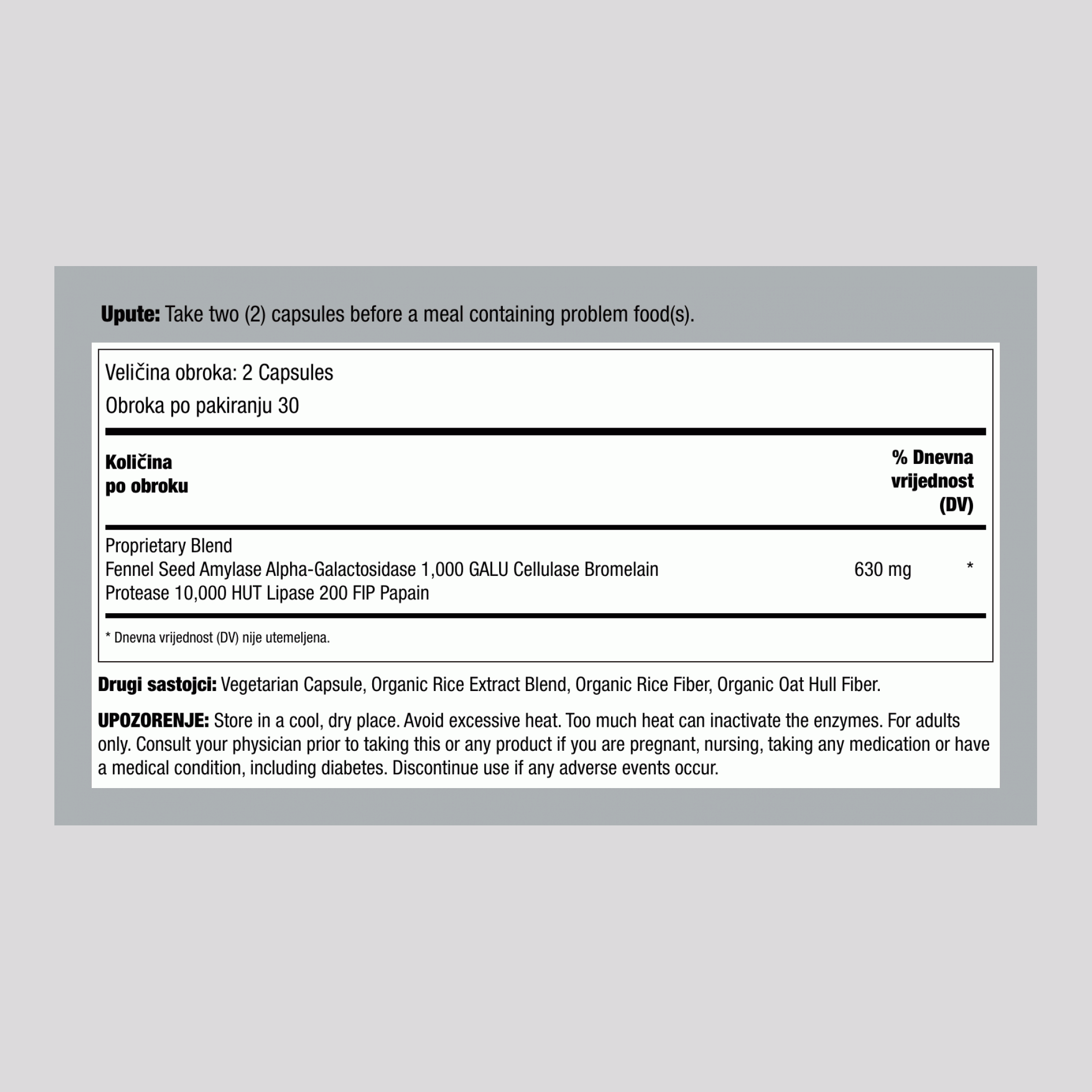 Stop za Plin Brzo Djelovanje, 60 Veganskih Kapsula