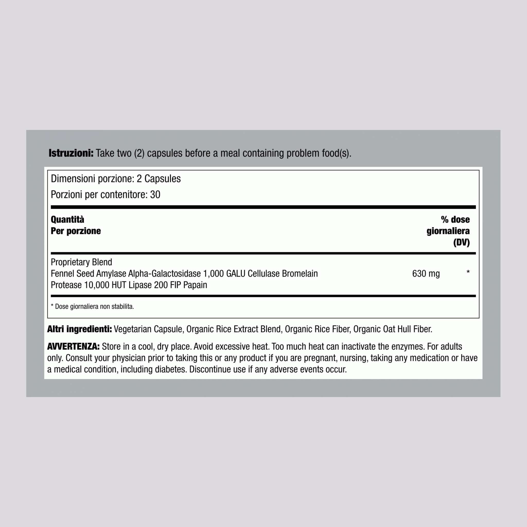 Gas Stop Azione Rapida, 60 Capsule Vegane