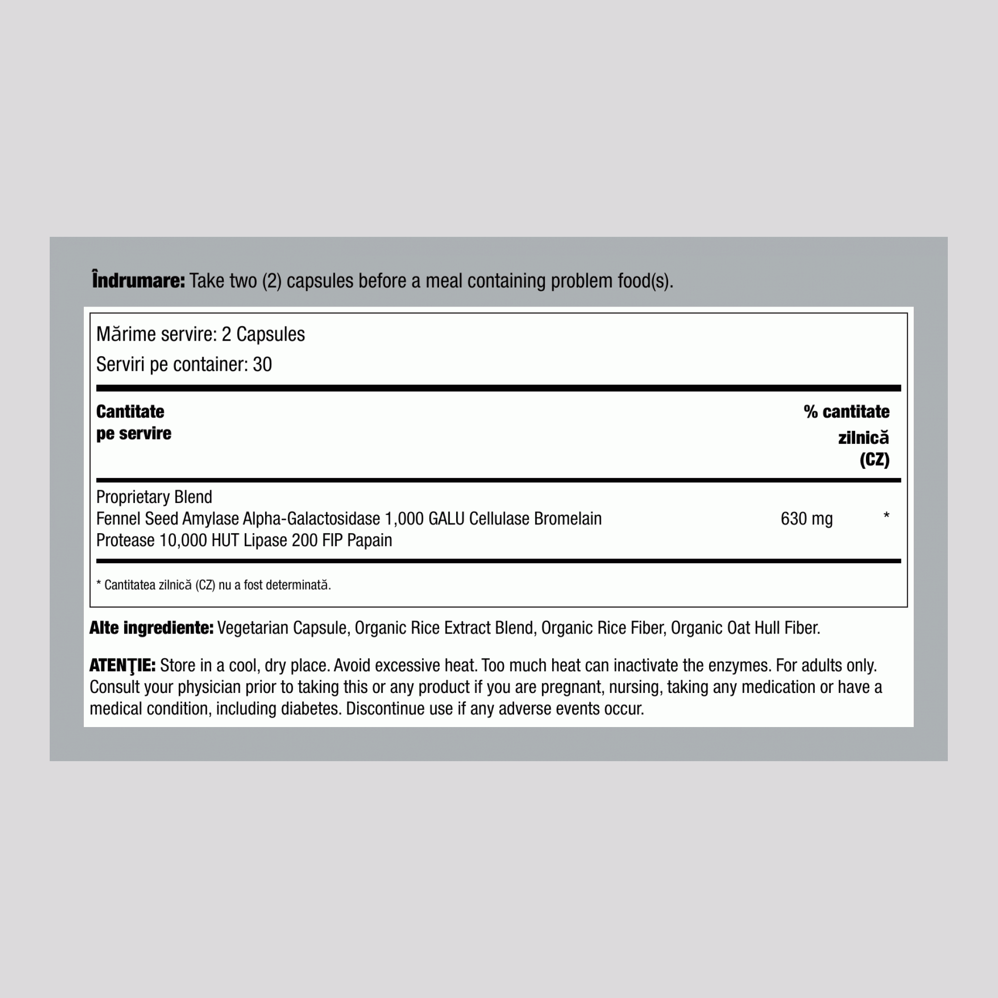 Gas Stop Acțiune Rapidă, 60 Capsule Vegane