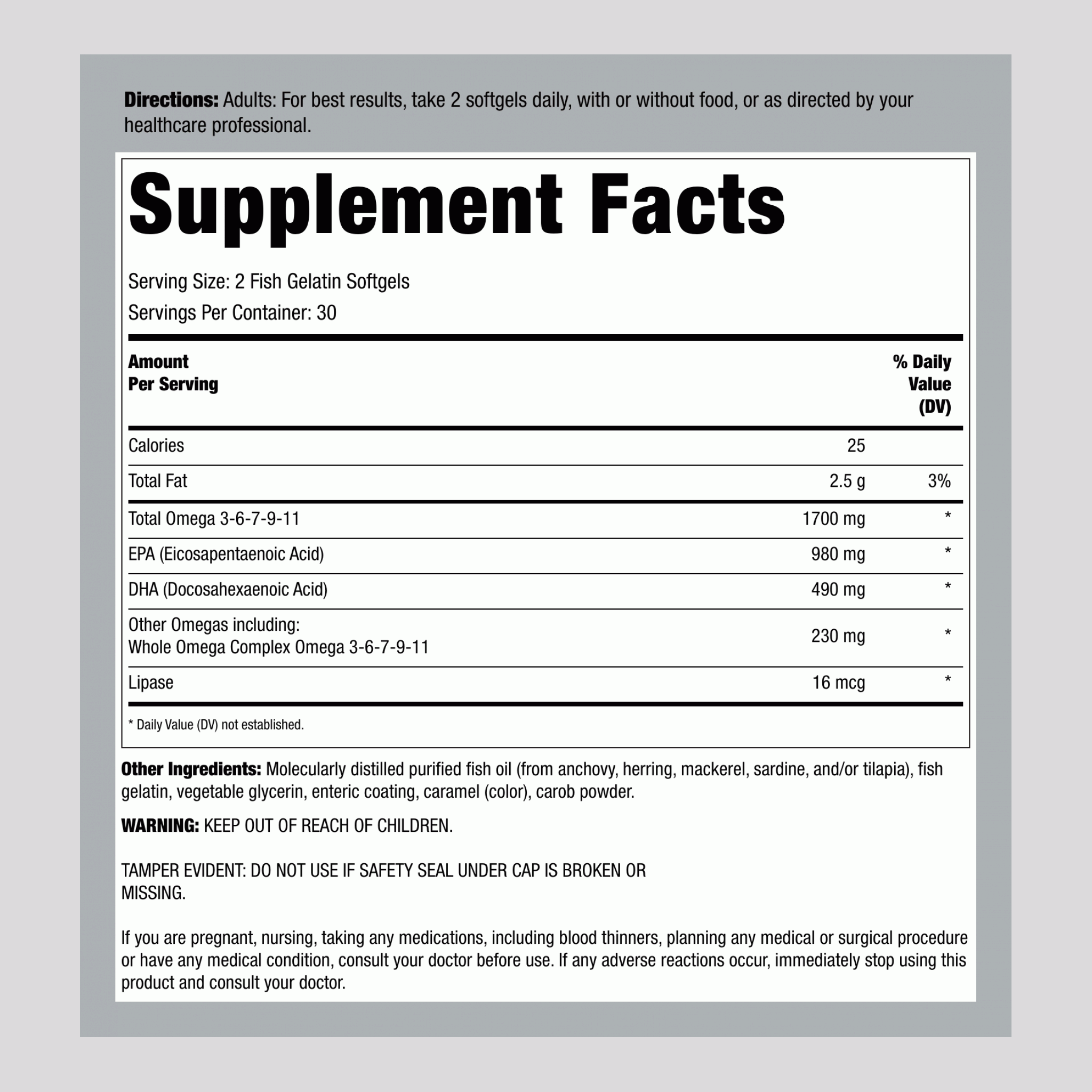 挪威金高純度奧米加營養補充劑，60 粒魚膠囊