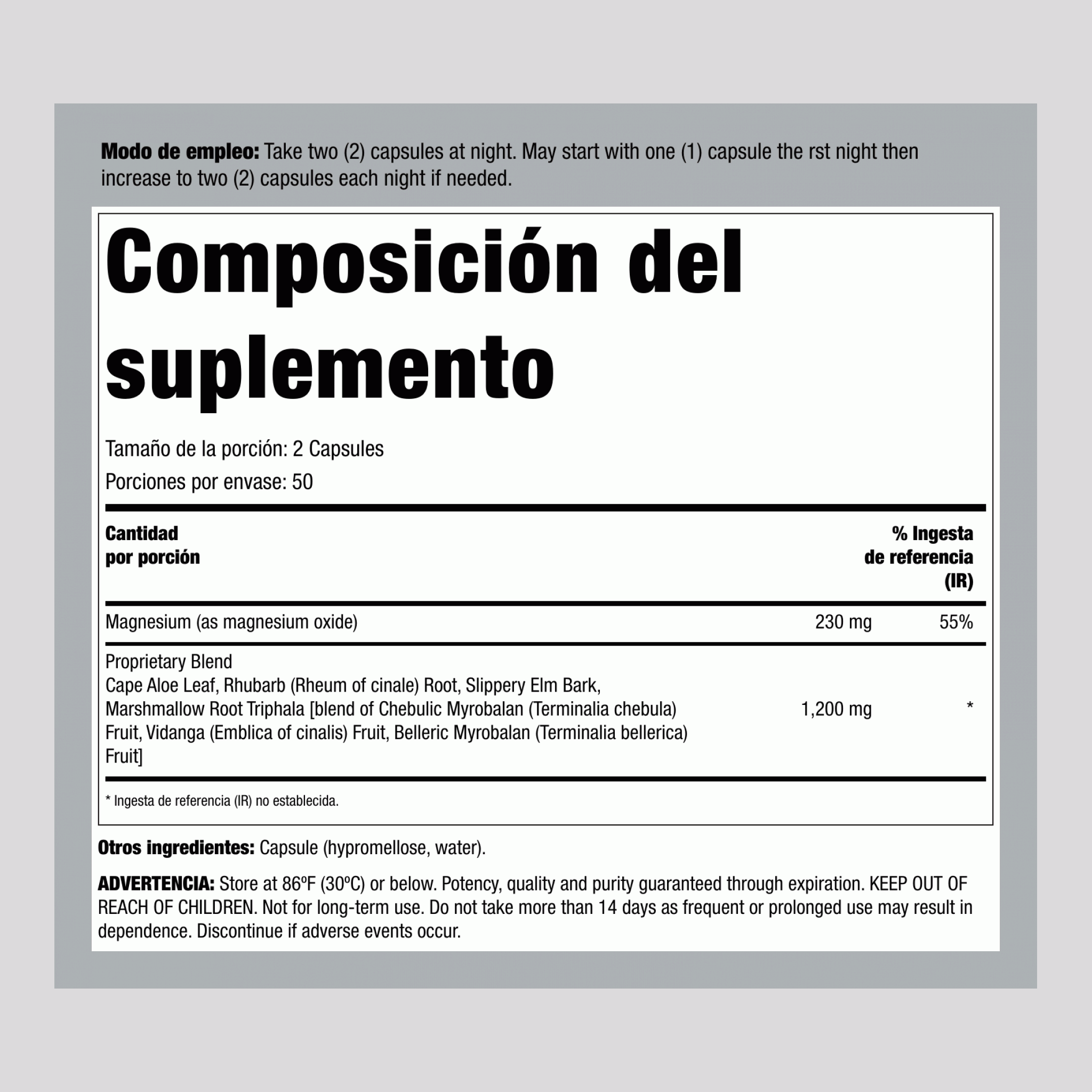 Fórmula Nocturna Cleanse More, 100 Cápsulas Vegetarianas