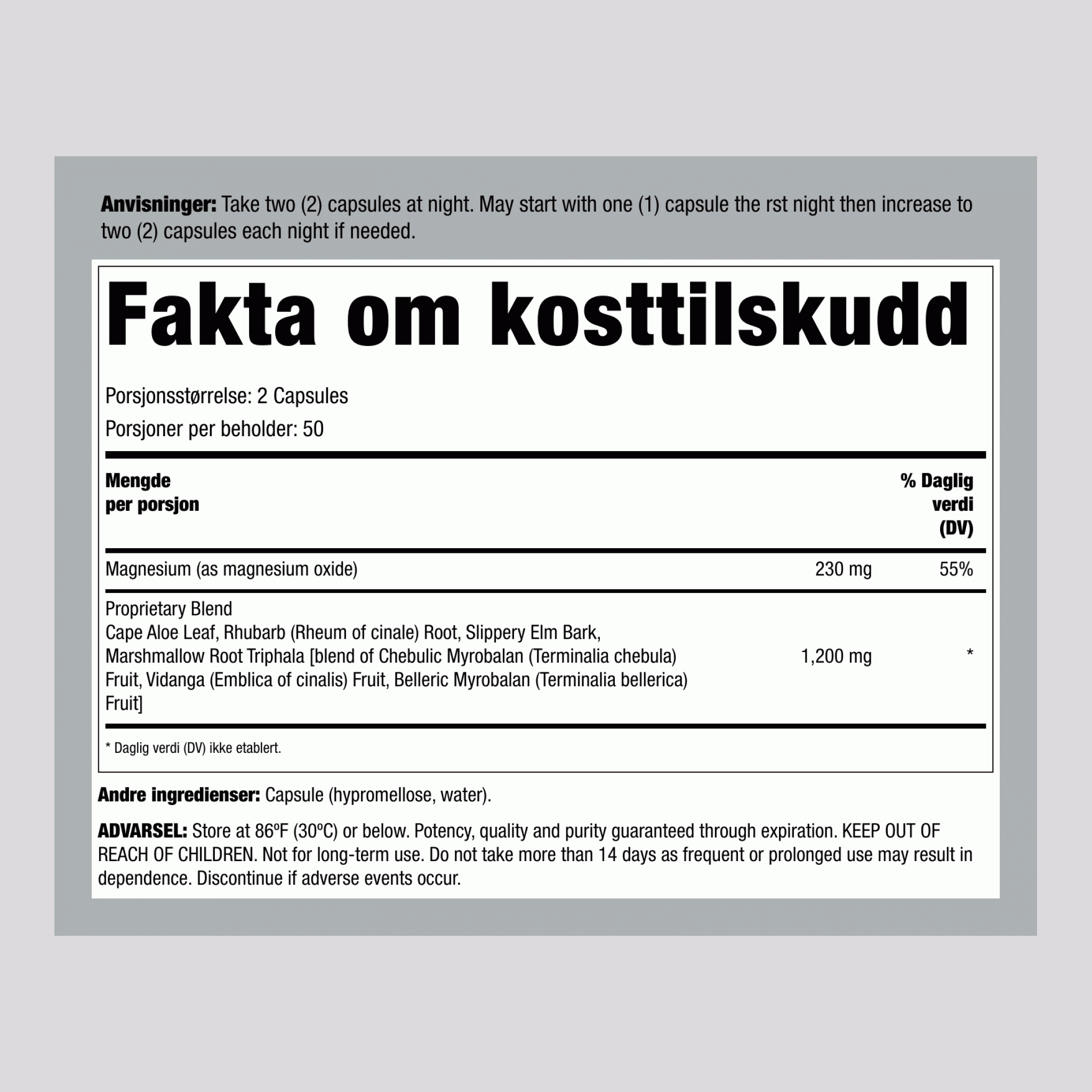 Cleanse More Overnight Formula, 100 Vegetarianske Kapsler