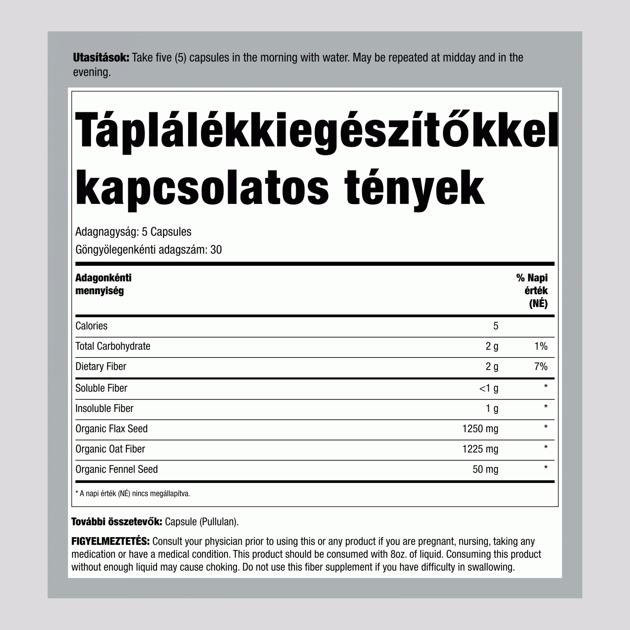 Napi Emésztést Segítő Prebiotikus Rost, 150 Vegetáriánus Kapszula