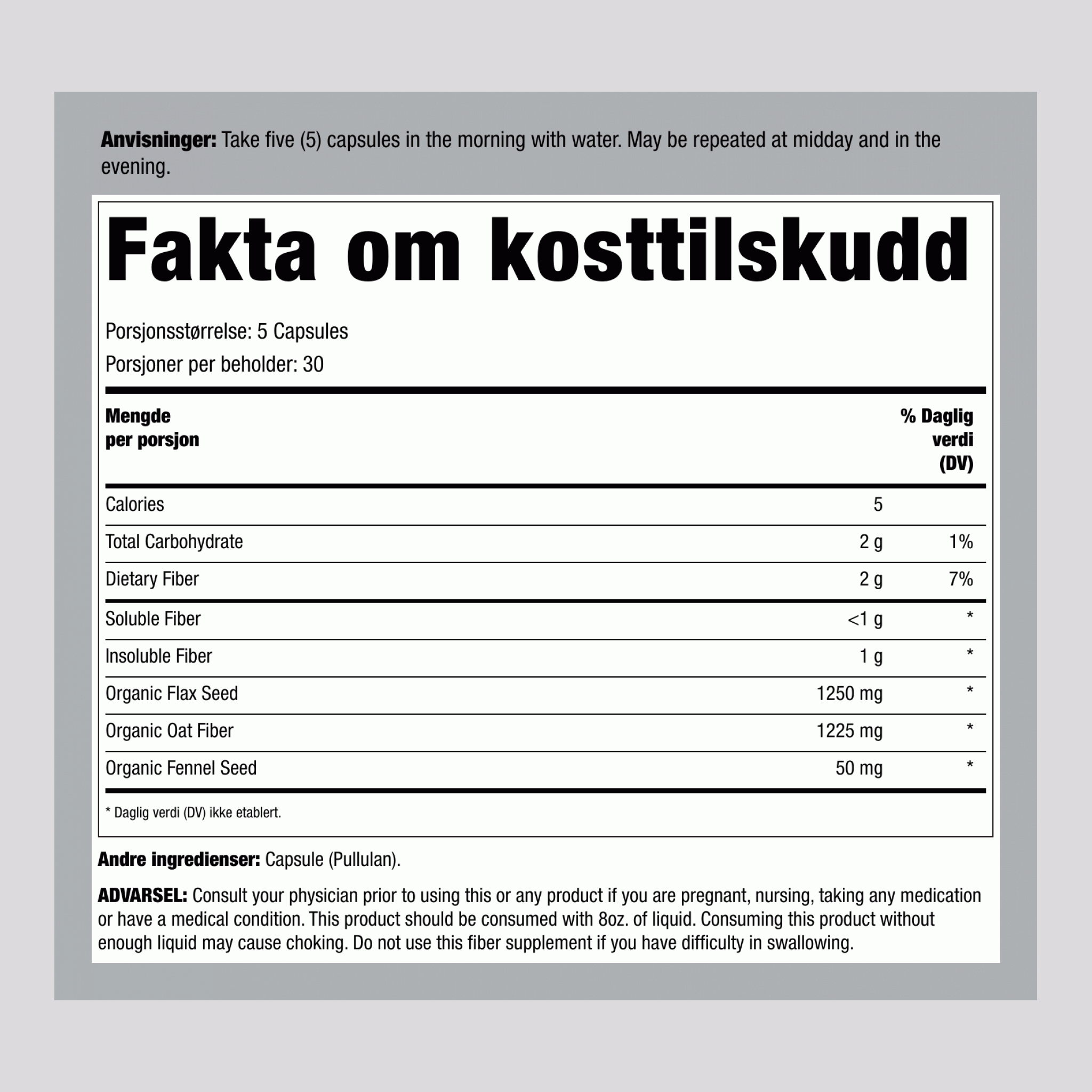 Daglig Fordøyelses Prebiotisk Fiber, 150 Vegetariske Kapsler