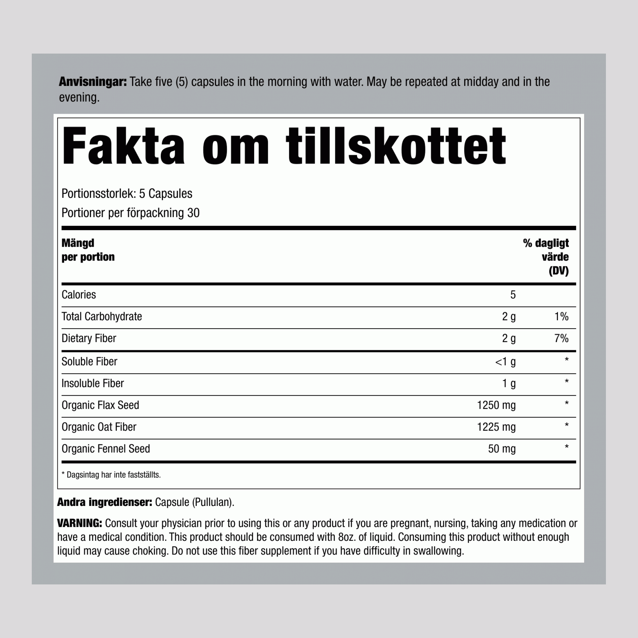 Daglig Digestiv Prebiotisk Fiber, 150 Vegetariska Kapslar